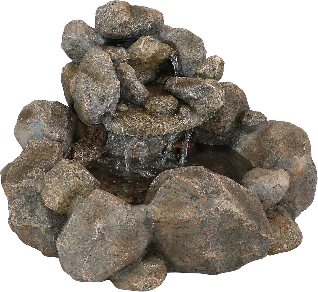 Sunnydaz Rock Ravin Electri Wate Fountai 18-Inc Outdoo Wate Featur wit Submersibl Pum fo Garden Patio Deck