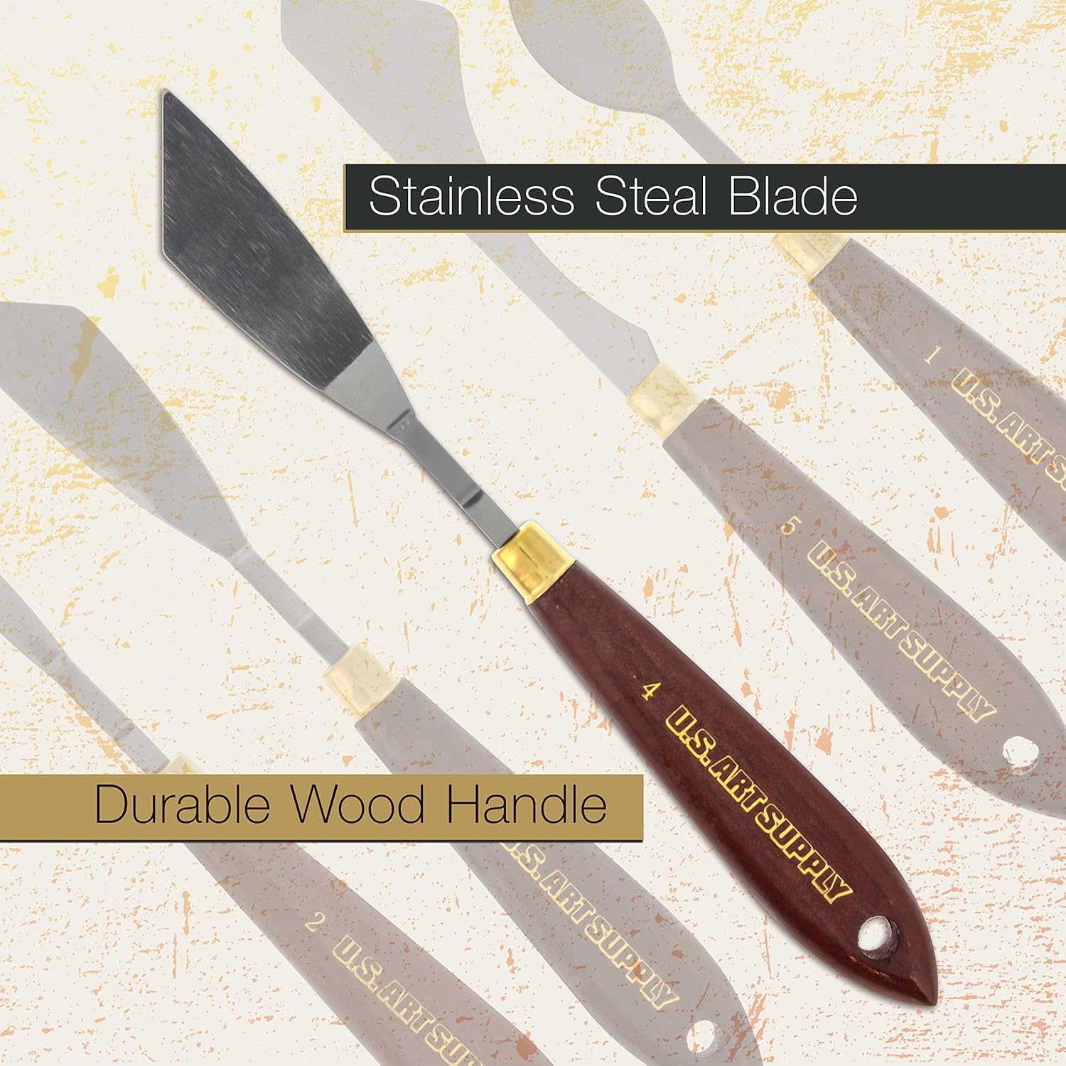 U.S Ar Suppl 5-Piec Artis Stainles Stee Palett Knif Se Woo Hand Flexibl Spatul Paintin Knive fo Colo Mixin Spreading Applyin Oil Acryli Pain o Canvas