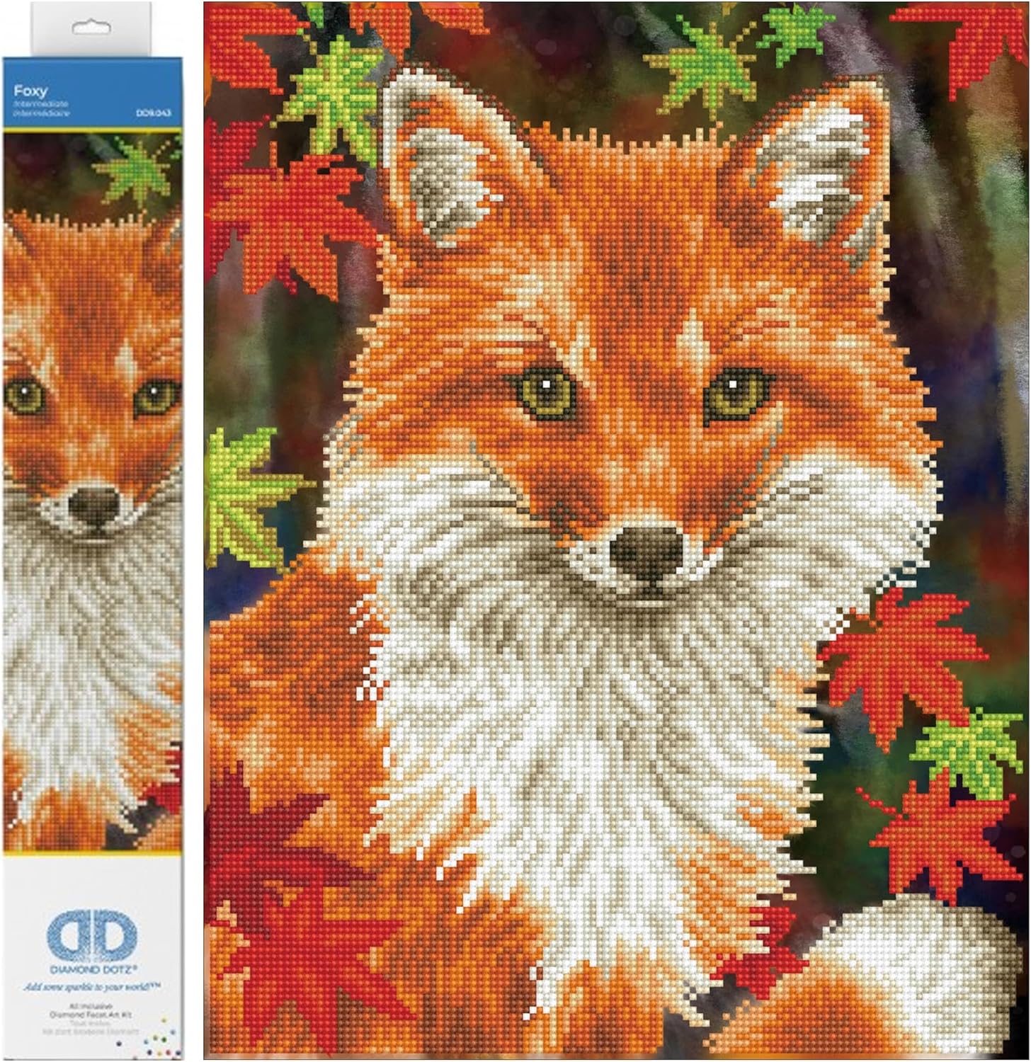 DIAMON DOT Fox Anima Diamon Paintin Kit fo Adult Diamon Ar Kit Relaxin Creativ Craf Ki wit Dot Gem 13inchx17inch