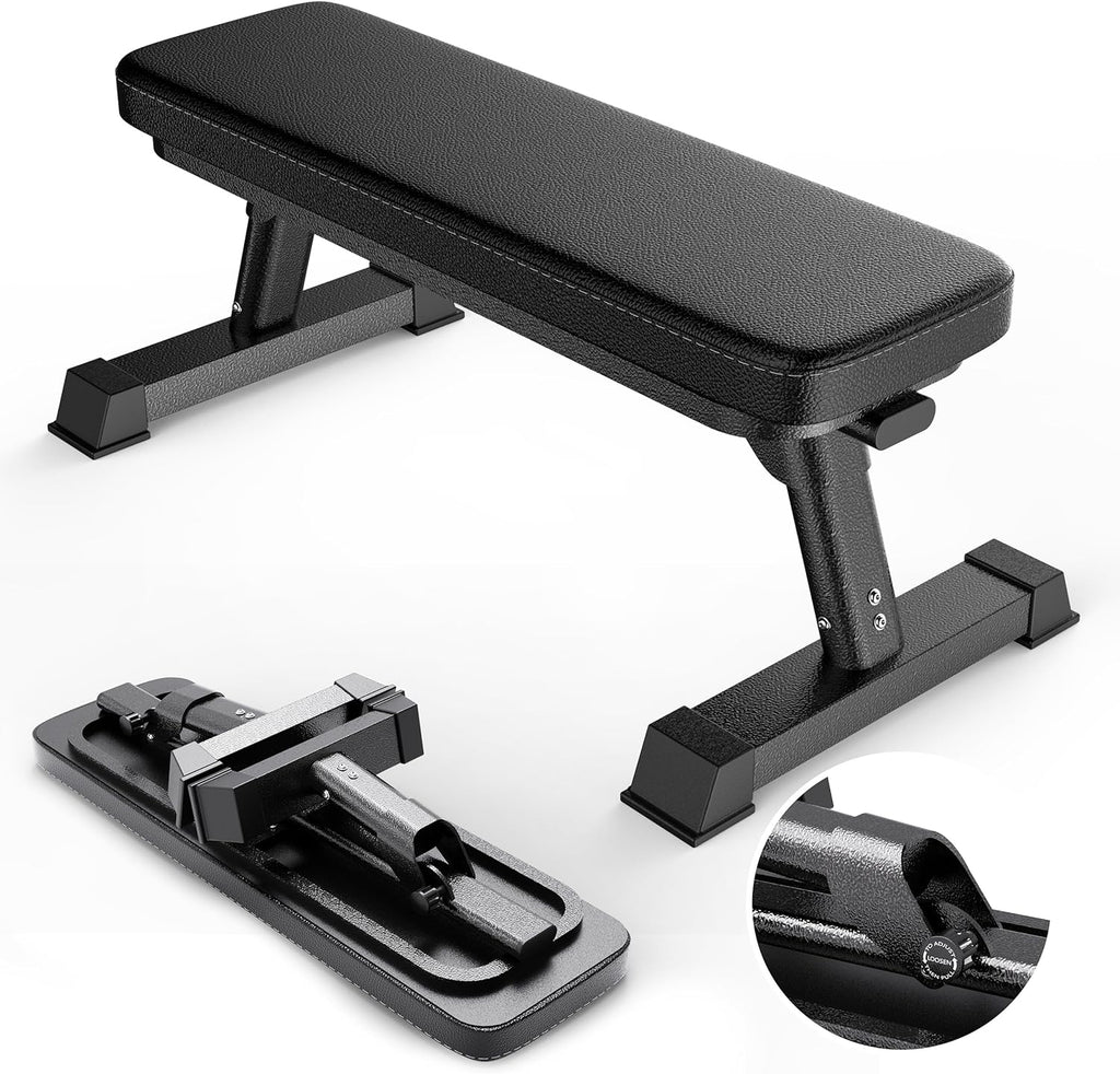 Fine For Gy Qualit Foldabl Fla Benc fo Multi-Purpos Weigh Trainin an A Exercise Fre PD Workou Char Included