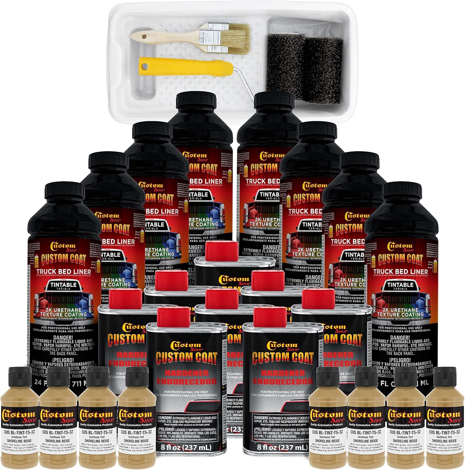 Custo Coa Shorelin Beig Gallo Urethan Roll-On Brush-O o Spray-O Truc Be Line Ki wit Rolle an Brus Applicato Ki Eas Mixin Durabl Texture Ca Aut Protectiv Coating