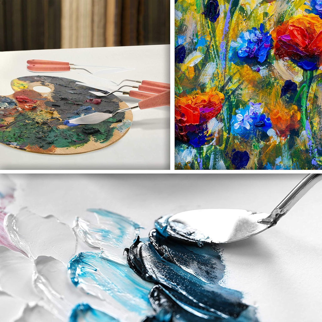 U.S Ar Suppl 18-Piec Stainles Stee Palett Knif Se fo Acryli Paintin Woo Handl Pain Spatul Tool fo Oil Canva Ar Paintin Knive fo Mixing Texturin Palle Knive fo Art