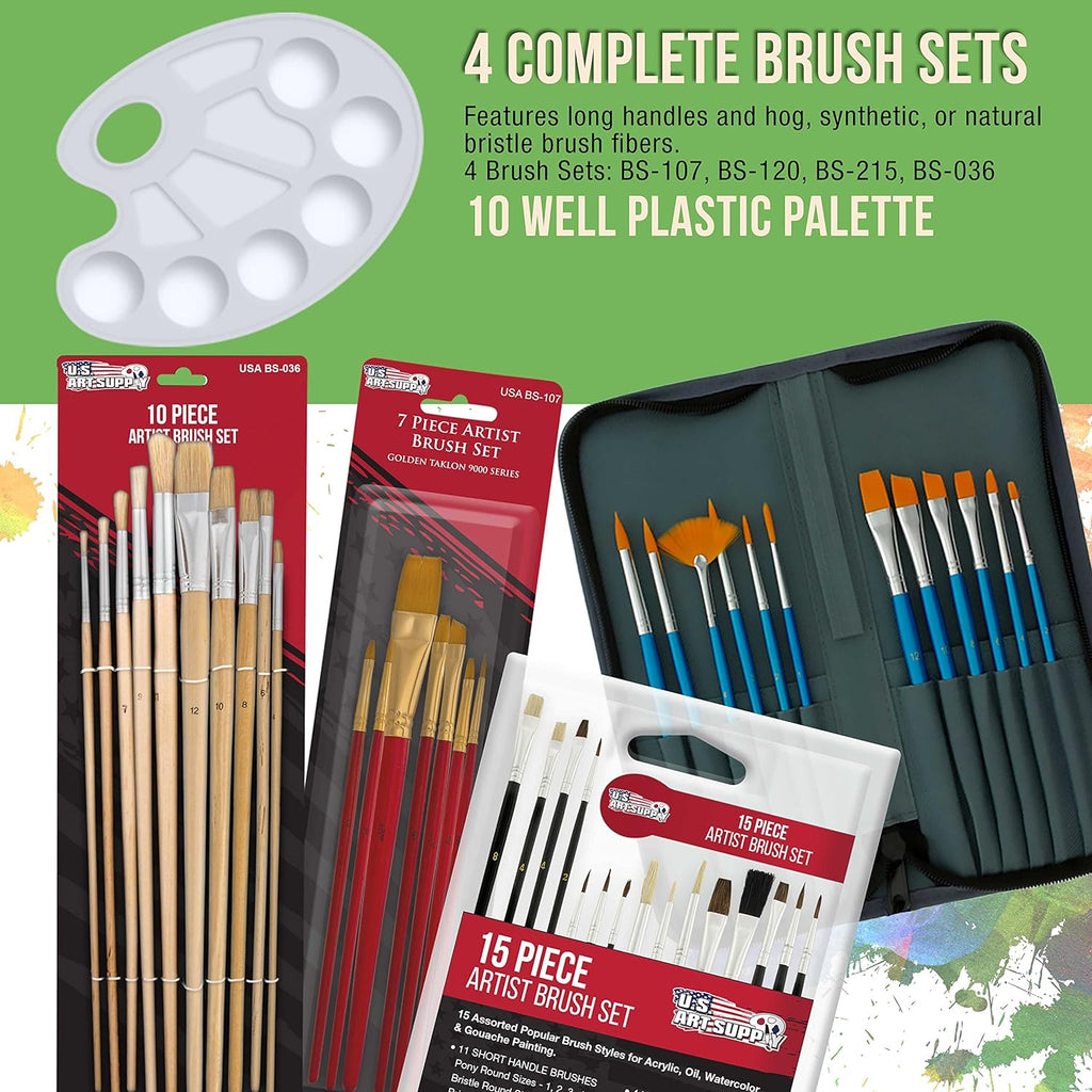 U.S Ar Suppl 133-Piec Artis Paintin Ki Aluminu Woo Easel 2 Eac (Acrylic Oil Watercolo Paints) Canvases 4 Brushes Pain Sketc Pad Paintin Kit fo Adults Gif Set