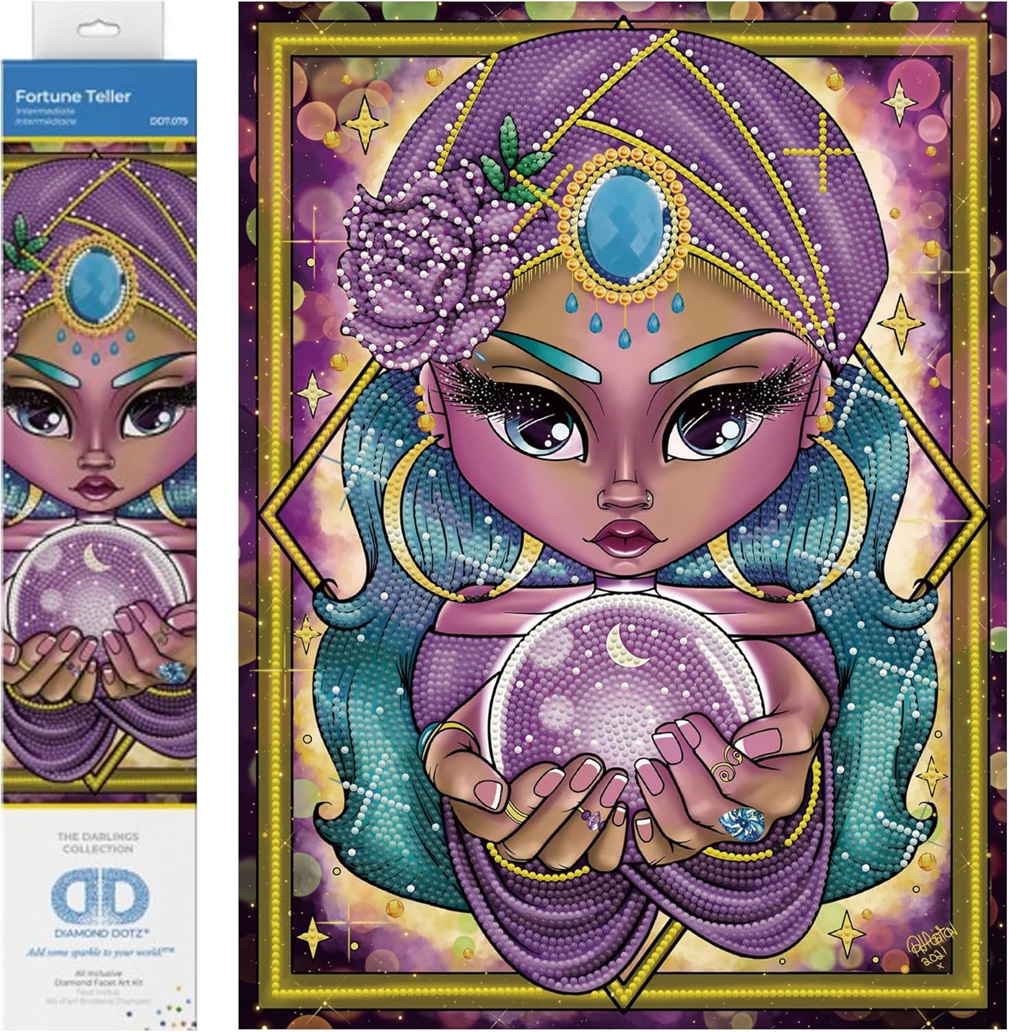 DIAMON DOT Fortun Telle Wome Diamon Paintin Kit fo Adult Diamon Ar Kit Relaxin Creativ Craf Ki wit Dot Gem 15.8inchx11.8inch