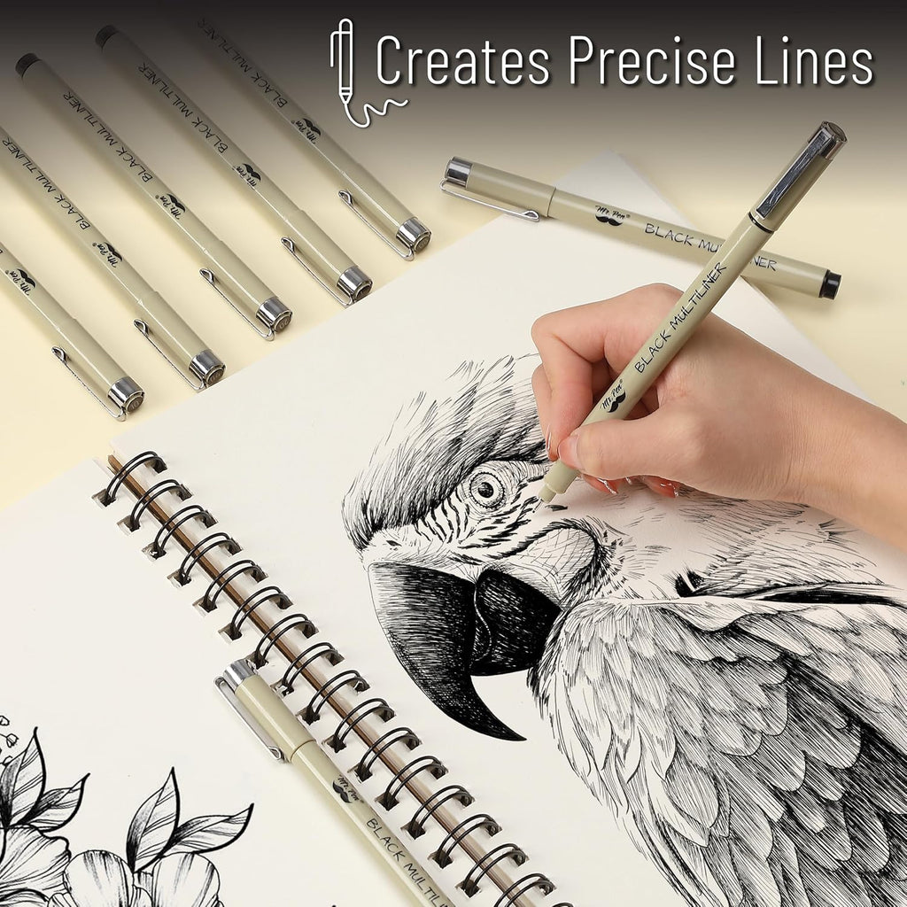 Mr. Pen - 0.45mm Micro Fine Point Pens, 8 Pack - Black Ink Pens for Drawing, Bible Journaling & Sketching