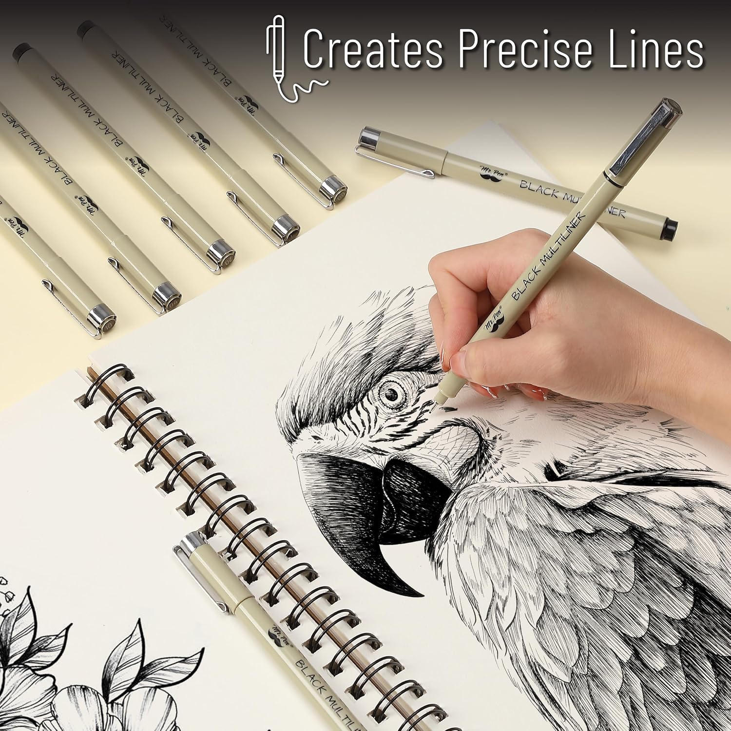 Mr. Pen - 0.45mm Micro Fine Point Pens, 8 Pack - Black Ink Pens for Drawing, Bible Journaling & Sketching