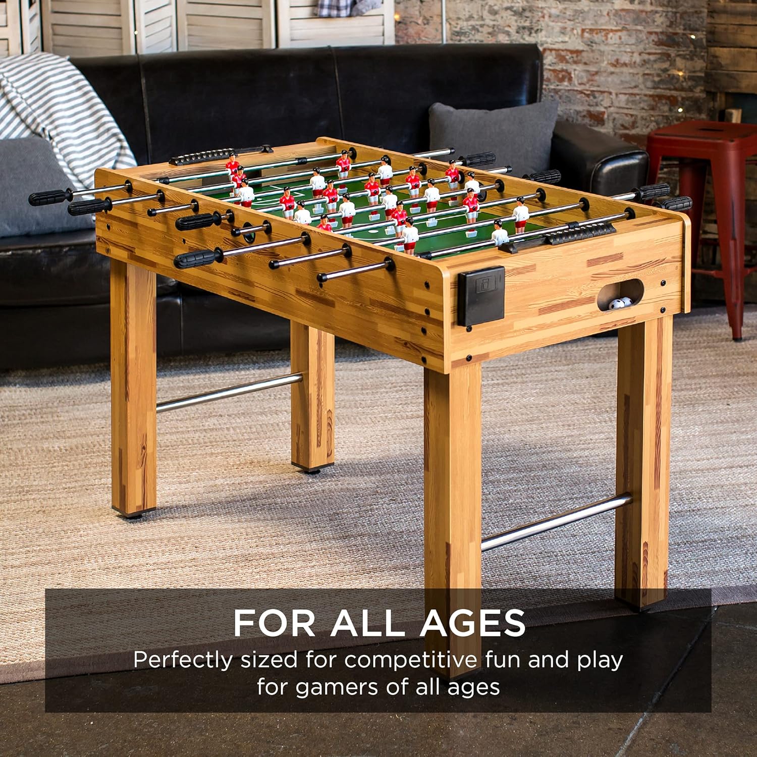 Best Choice Products 48in Competition Sized Foosball Table, Arcade Soccer Table for Home, Game Room, w/ 2 Balls, 2 Cup Holders
