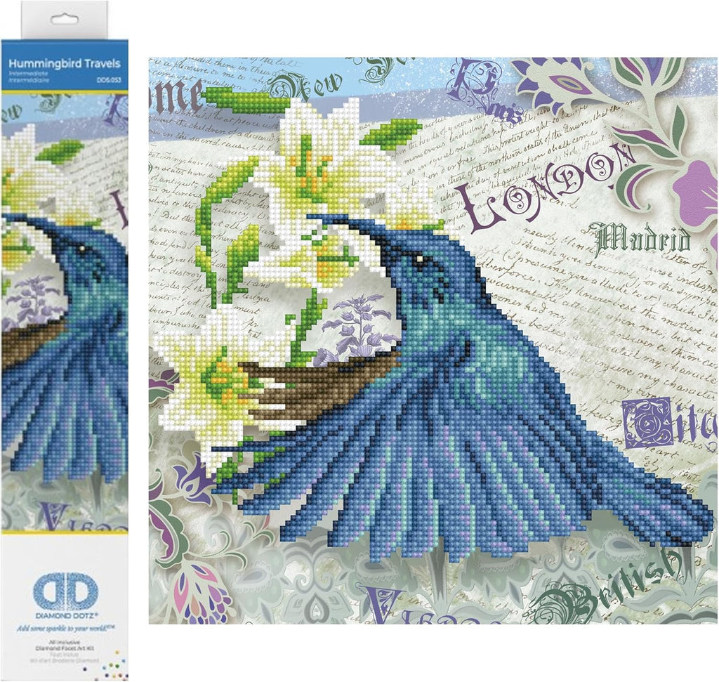 DIAMON DOT Hummingbir Travel Bir Diamon Paintin Kit fo Adult Diamon Ar Kit Relaxin Creativ Craf Ki wit Dot Gem 12inchx12inch