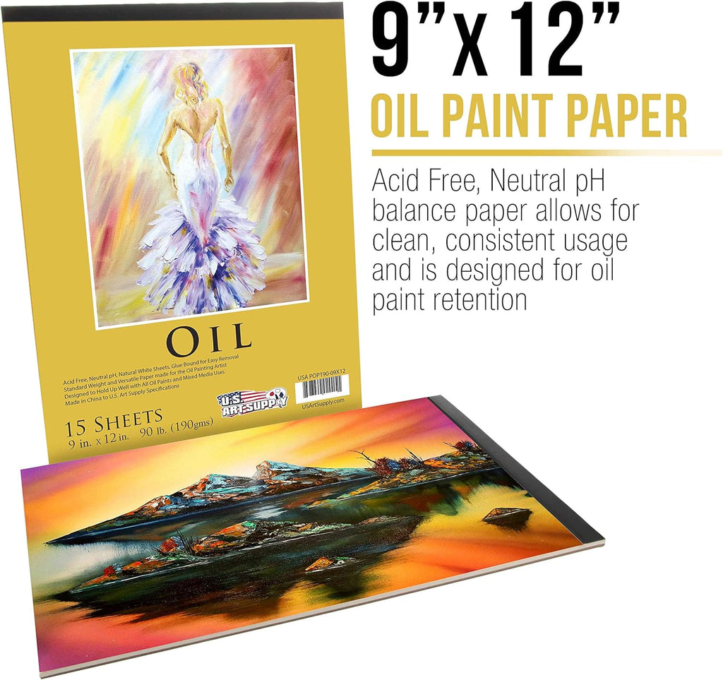 U.S Ar Suppl 9inc 12inc Premiu Heavy-Weigh Oi Paintin Pa ( Pack 3 Sheet Total 90l (190gsm Oi Paste Pape fo Student an Adults