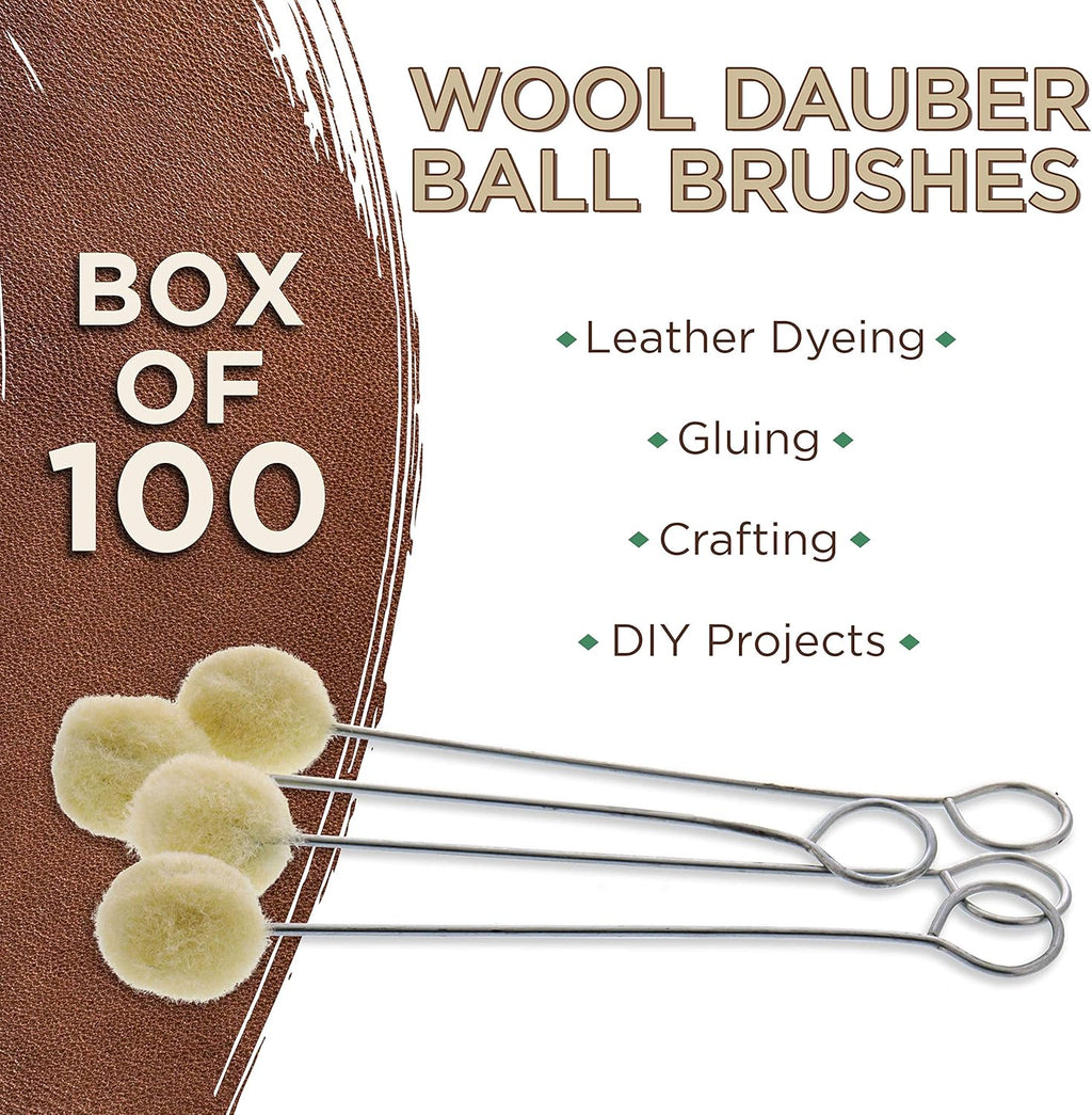 TC Globa Woo Dauber Bal Brus (Pac o 100 Applicato Too fo Leathe Dye Dying Staining Crafting DI Craft Projects Gluing Contac Cement Sho Shin Polis Daub Swab Wipe Spread