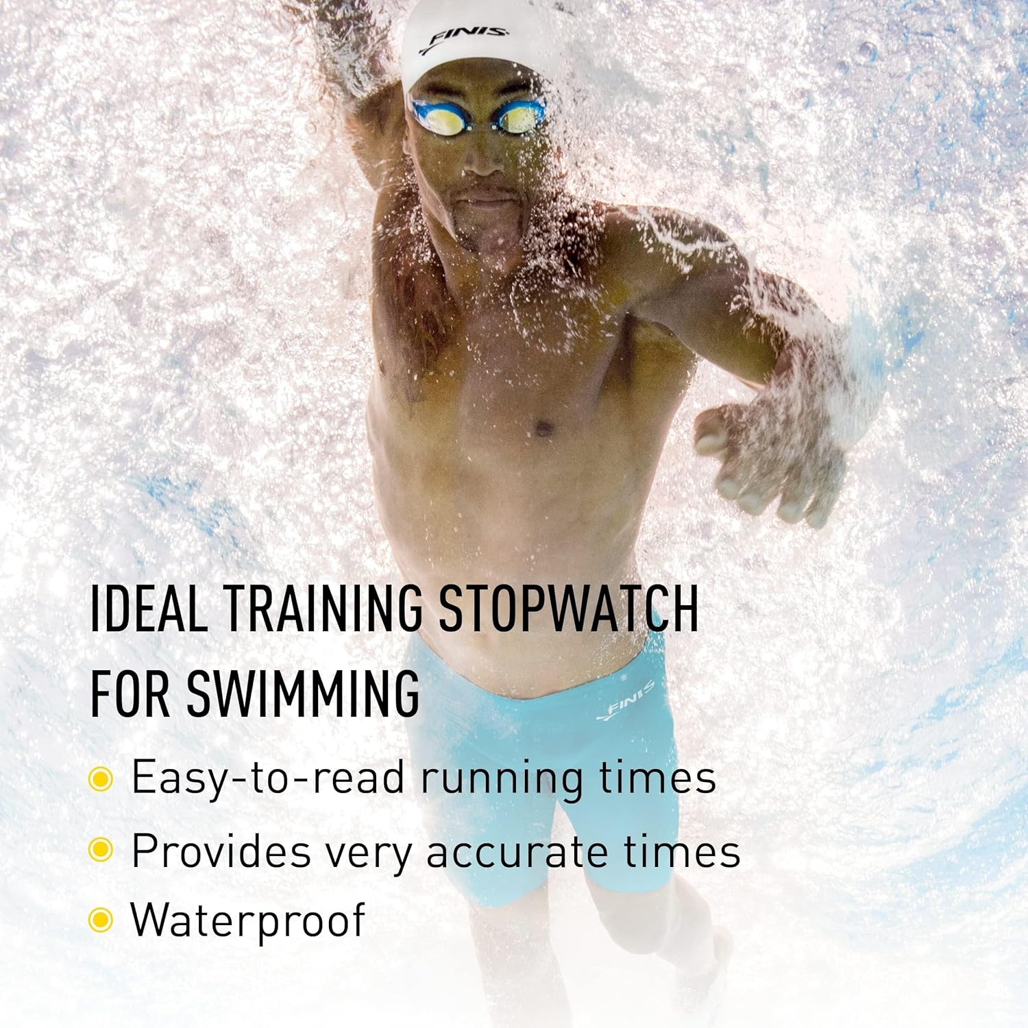 FINIS Waterproof Stopwatch for Swim Training - 300 Split Memory - Stroke Rate Mode - Easy-Read Display
