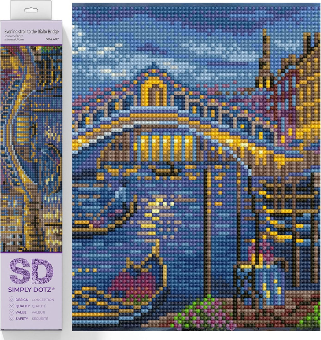 DIAMON DOT Evenin Strol t Th Rialt Bridg Diamon Paintin Kit fo Adult Diamon Ar Kit Relaxin Creativ Craf Ki wit Dot Gem 9.8x13.8