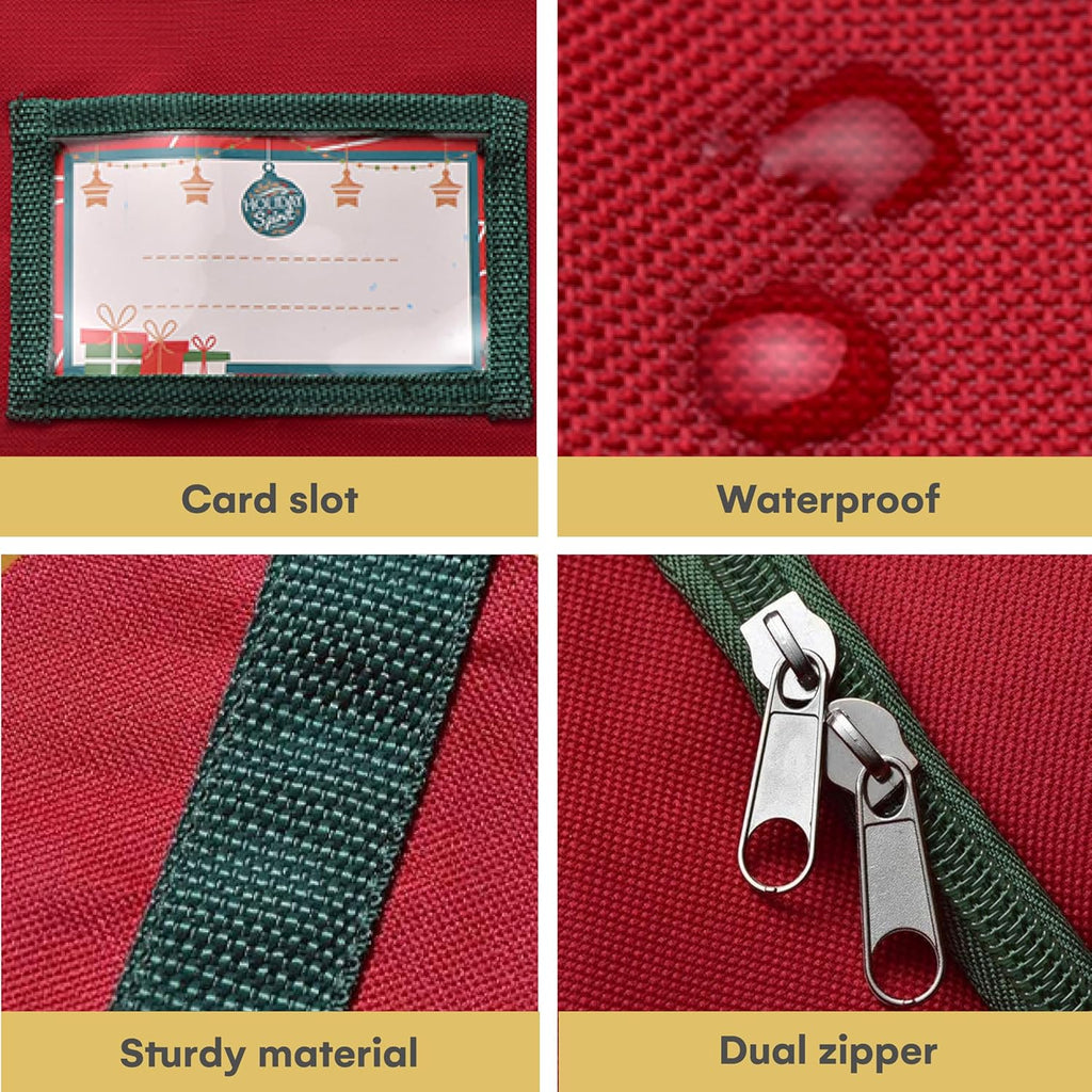 HOLIDAY SPIRIT Heavy Duty Canvas Bags for Christmas Tree - Waterproof Storage Bag with Reinforced Handles and Dual Zipper for 9 Ft Tree - 600D Oxford Material Protects from Dust and Moisture, Red