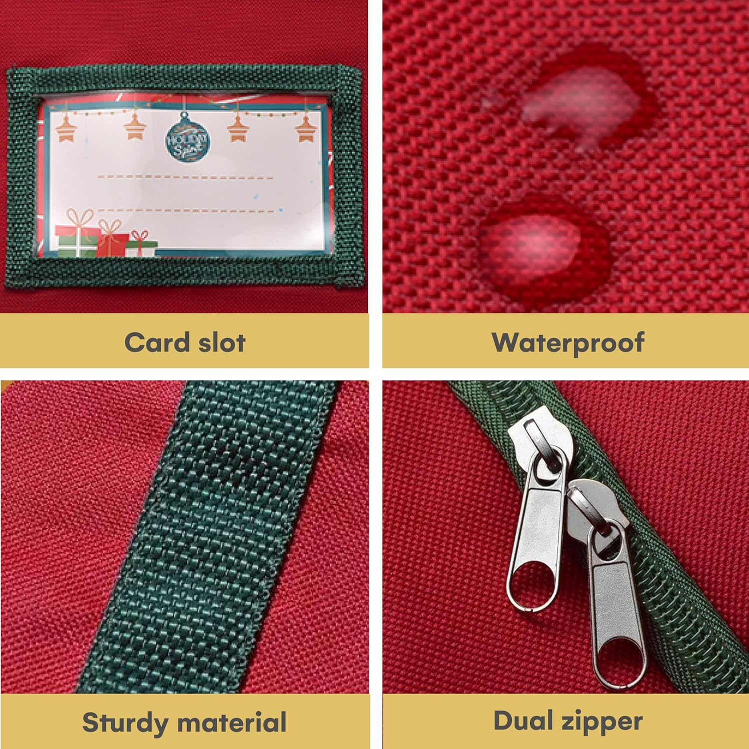 HOLIDAY SPIRIT Heavy Duty Canvas Bags for Christmas Tree - Waterproof Storage Bag with Reinforced Handles and Dual Zipper for 9 Ft Tree - 600D Oxford Material Protects from Dust and Moisture, Red