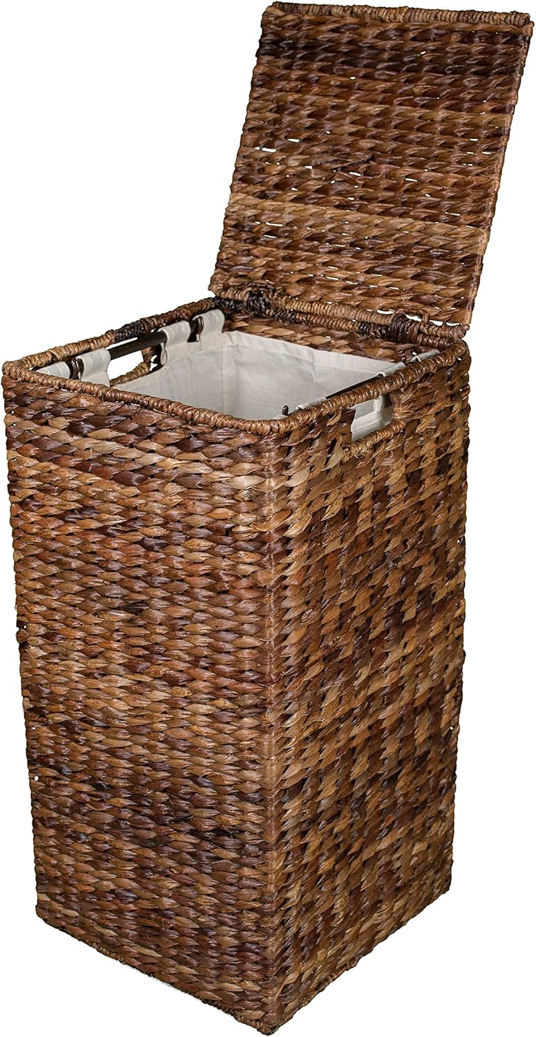 BIRDROC HOM Seagras Squar Laundr Hampe wit Removabl Ba Handwove wit Durabl Abac Fiber Lon Lastin Laundr Bi Storag fo Dirt Clothe Organize Baske Us fo Bedroo Bathroom