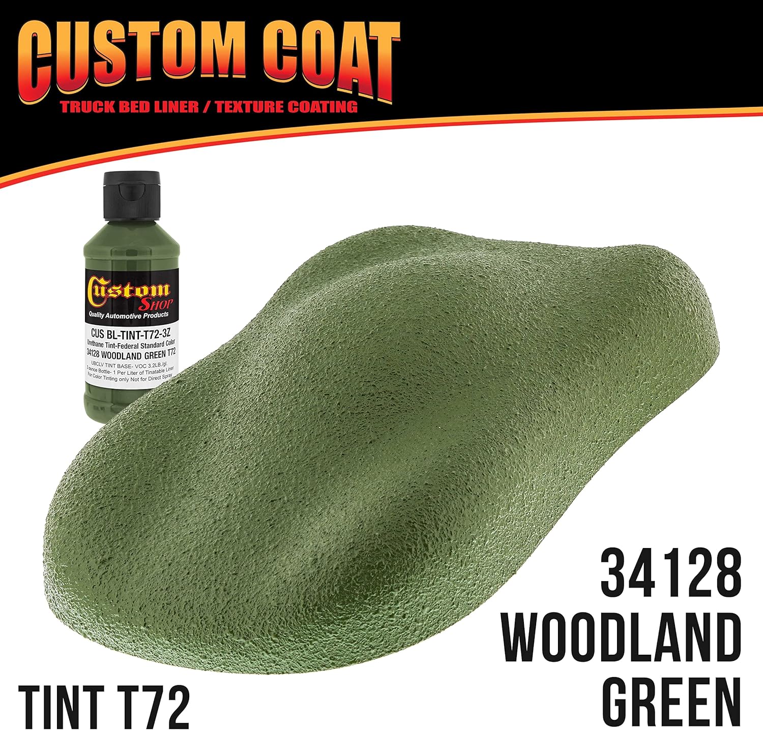Custo Coa Federa Standar Colo 3412 Woodlan Gree T7 Urethan Roll-On Brush-O o Spray-O Truc Be Liner Quar Ki wit Rolle Applicato Ki Texture Ca Aut Protectiv Coating