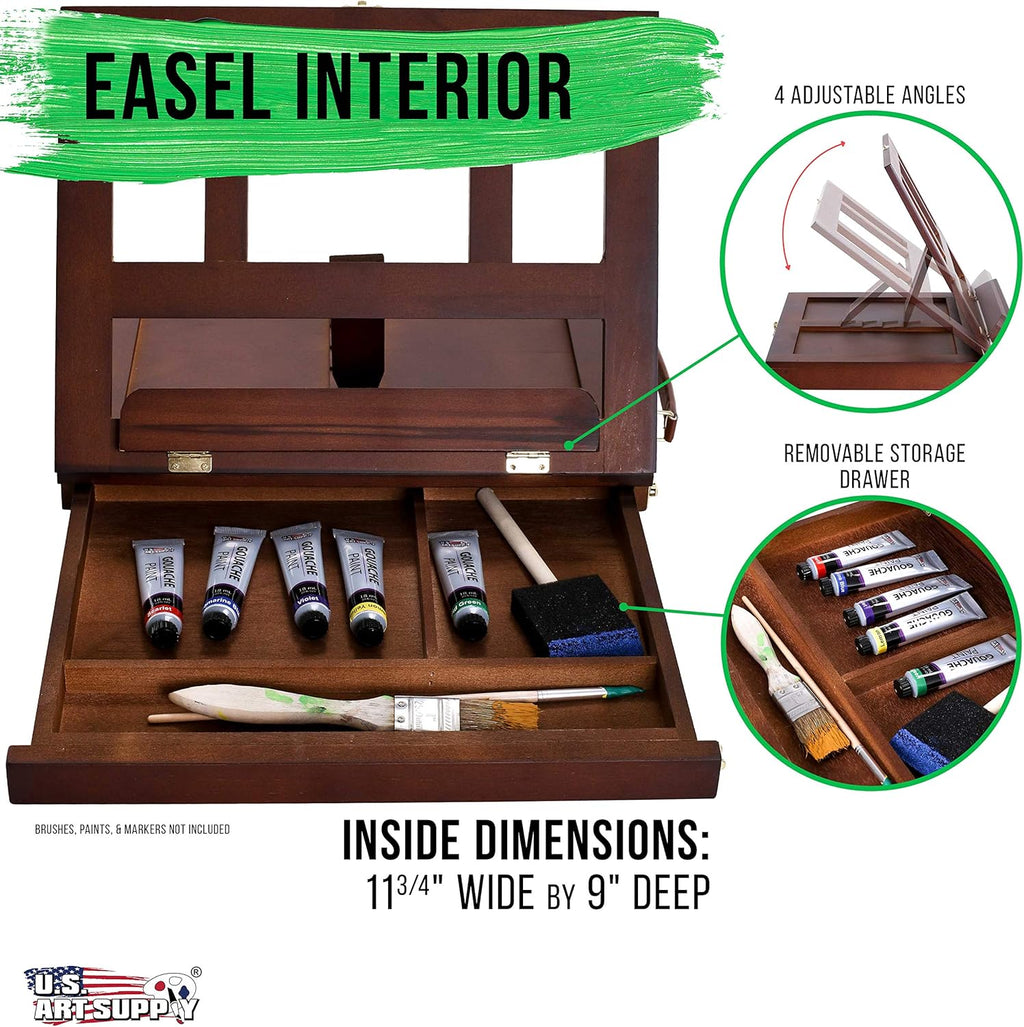U.S Ar Suppl Walnu Adjustabl Woode Ar Easel Portabl Tableto Ease wit Storag 3-Drawer Pain Palett Beechwoo Tabl To Easel fo Painting Canvas Artis Stan Drawin Board