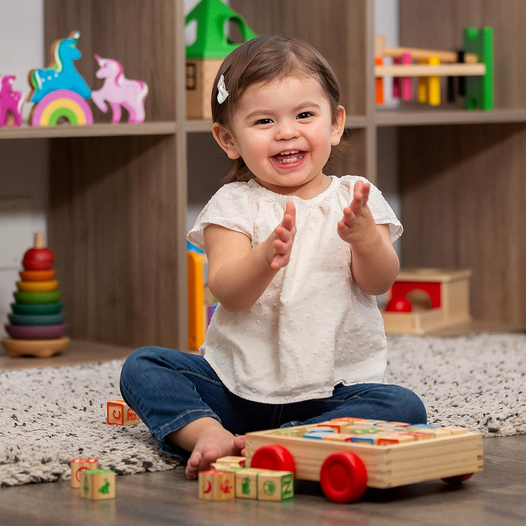 Buildin Block fo Toddler 1- Year Old 3 Larg Stackabl Woode Bab Block wit Alphabe an Numbe Icon o Ever Side To Wago Included?