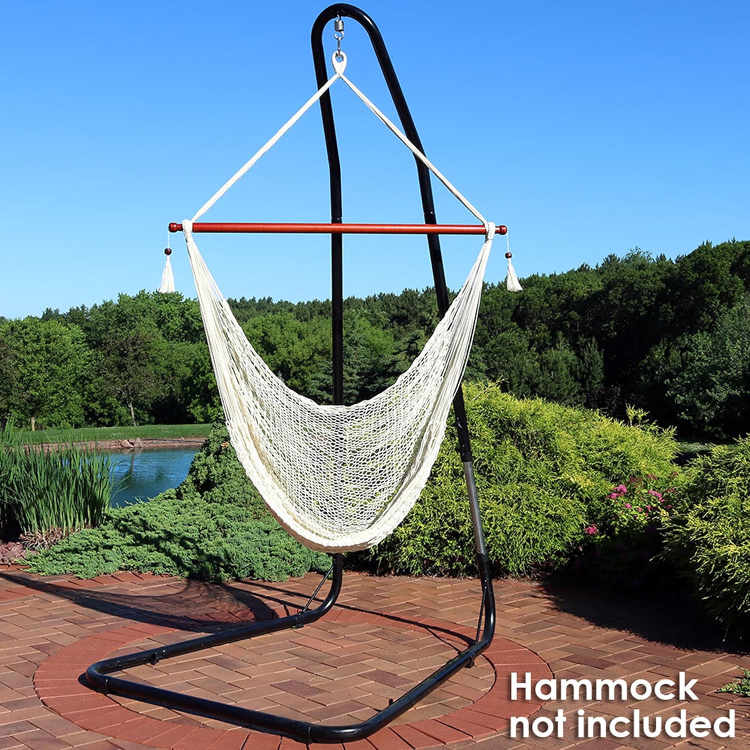Sunnydaz Adjustabl Hammoc Chai Stan Onl 79-Inc t 93-Inc Tal Hangin Chai Stan Heavy-Dut 330-Poun Weigh Capacity
