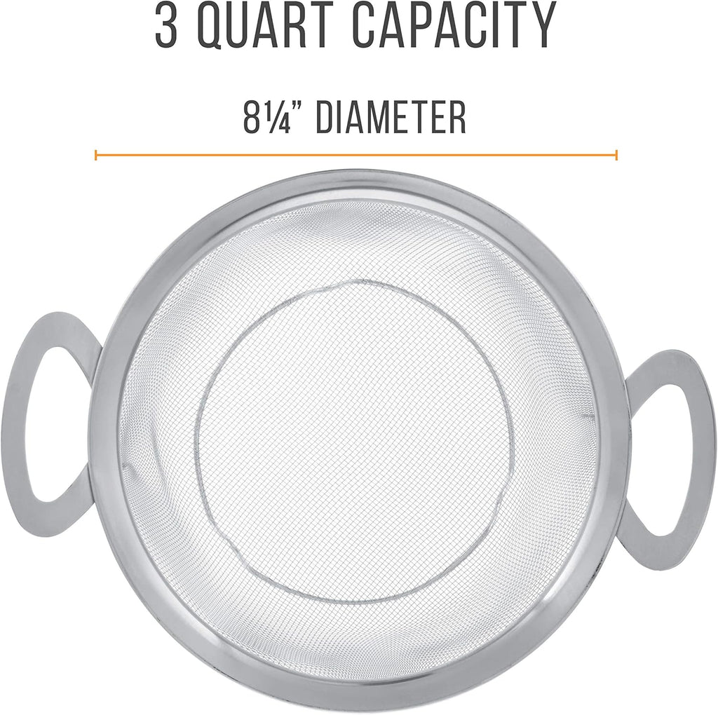 U.S Kitche Suppl Stainles Stee Colande Straine Baske 3-Quar Colande wit Restin Fee Handle Wid Ri Sieve Stainles Stee Strainer an Colander fo Kitchen
