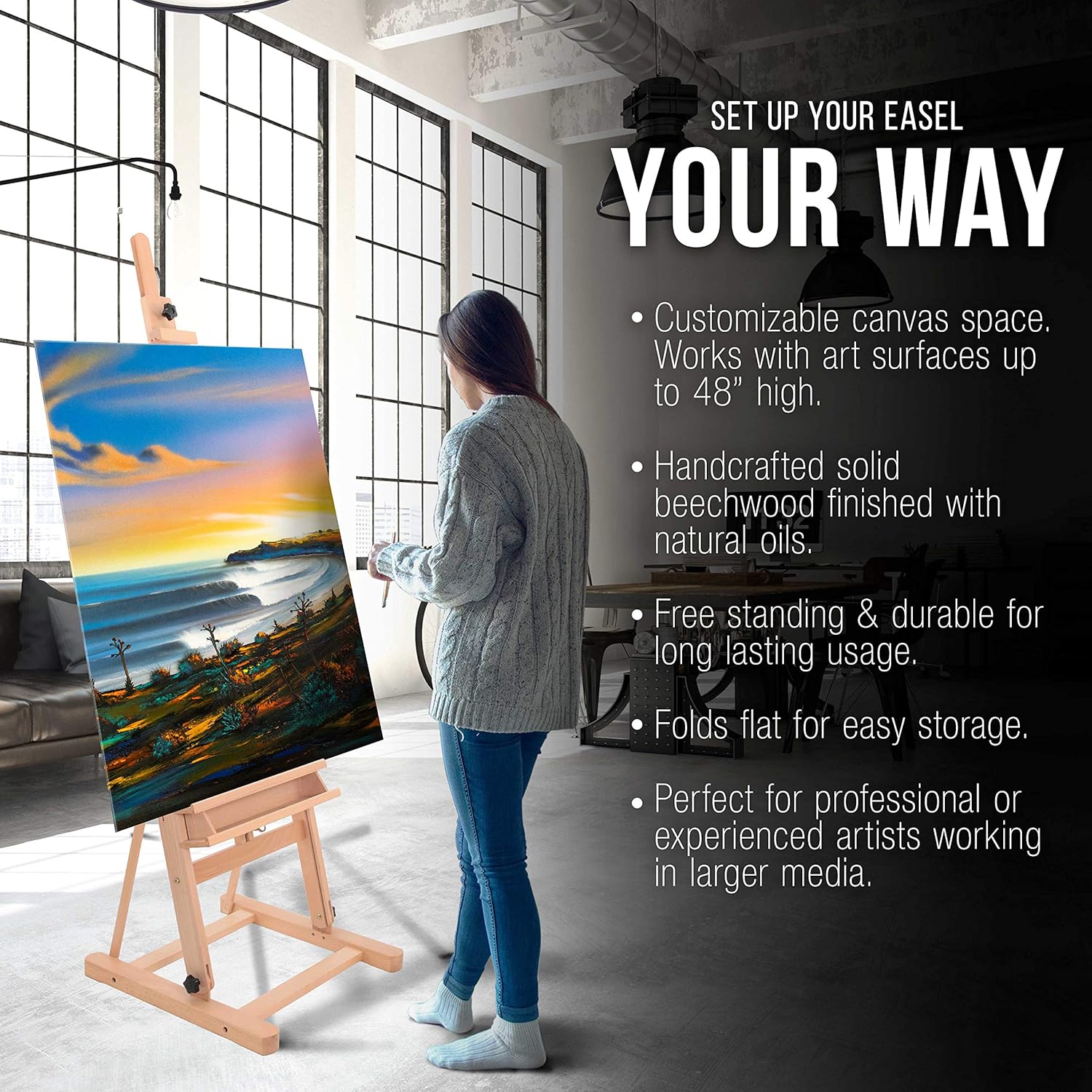 U.S Ar Suppl Mediu Woode Studi Fram Ease wit Storag Tra Adjustabl t 96inc High Hold Canva u t 48inc Beechwoo Artis Ease fo Painting Ar Displa Stand Portraits