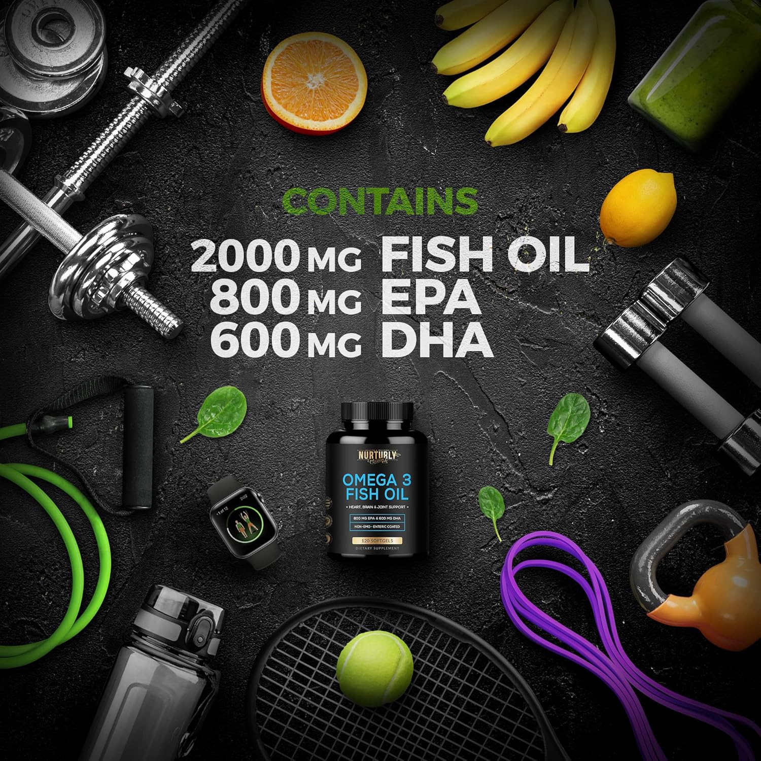 Omeg Fis Oi 2000mg 800m EP an 600m DH Enteri Coate an Burples Support Brain an Hear Burpless Non-GMO 3r Part La Teste an NS Certifie 12 Softgels