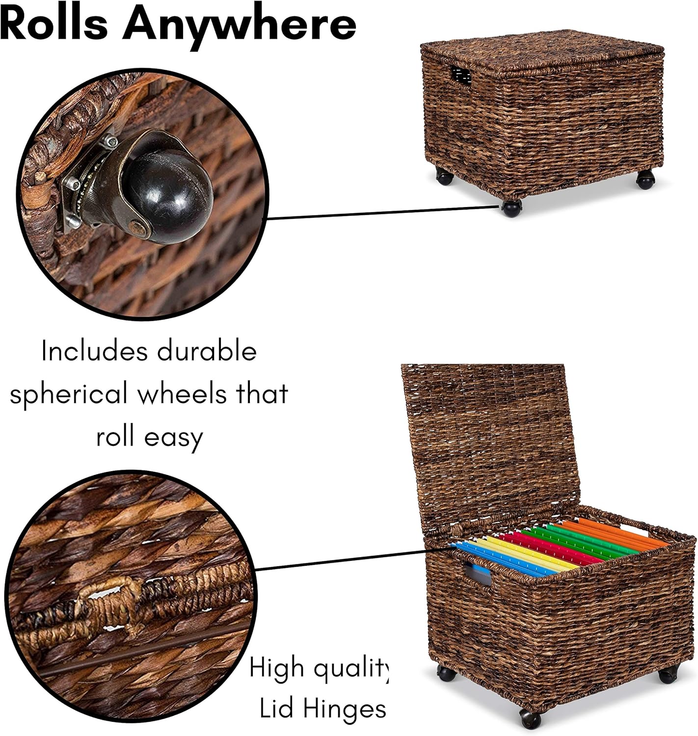 BirdRoc Hom Seagras Rollin Fil Cabinet