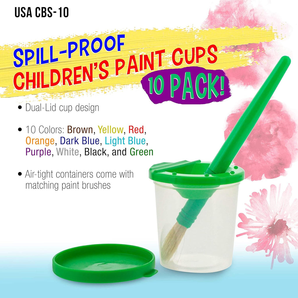U.S Ar Suppl 1 Piec Children' N Spil Pain Cup wit Colore Lid an 1 Piec Larg Roun Brus Se wit Plasti Handles