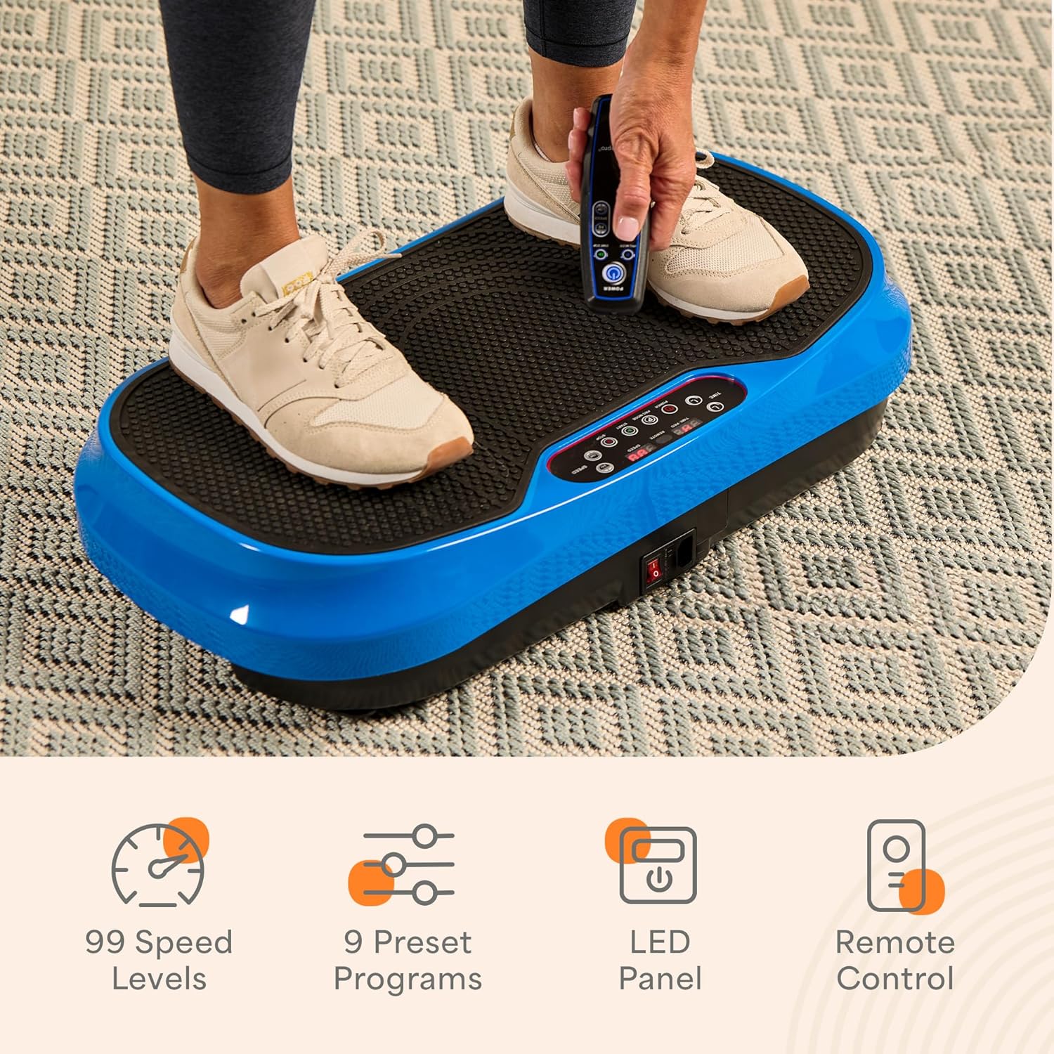 Lifepro Waver Mini Vibration Plate for Lymphatic Drainage ¨C Whole Body Vibrating Platform Exercise Machine for Muscle Toning Recovery with Remote Resistance Bands, Max Load 260 lb