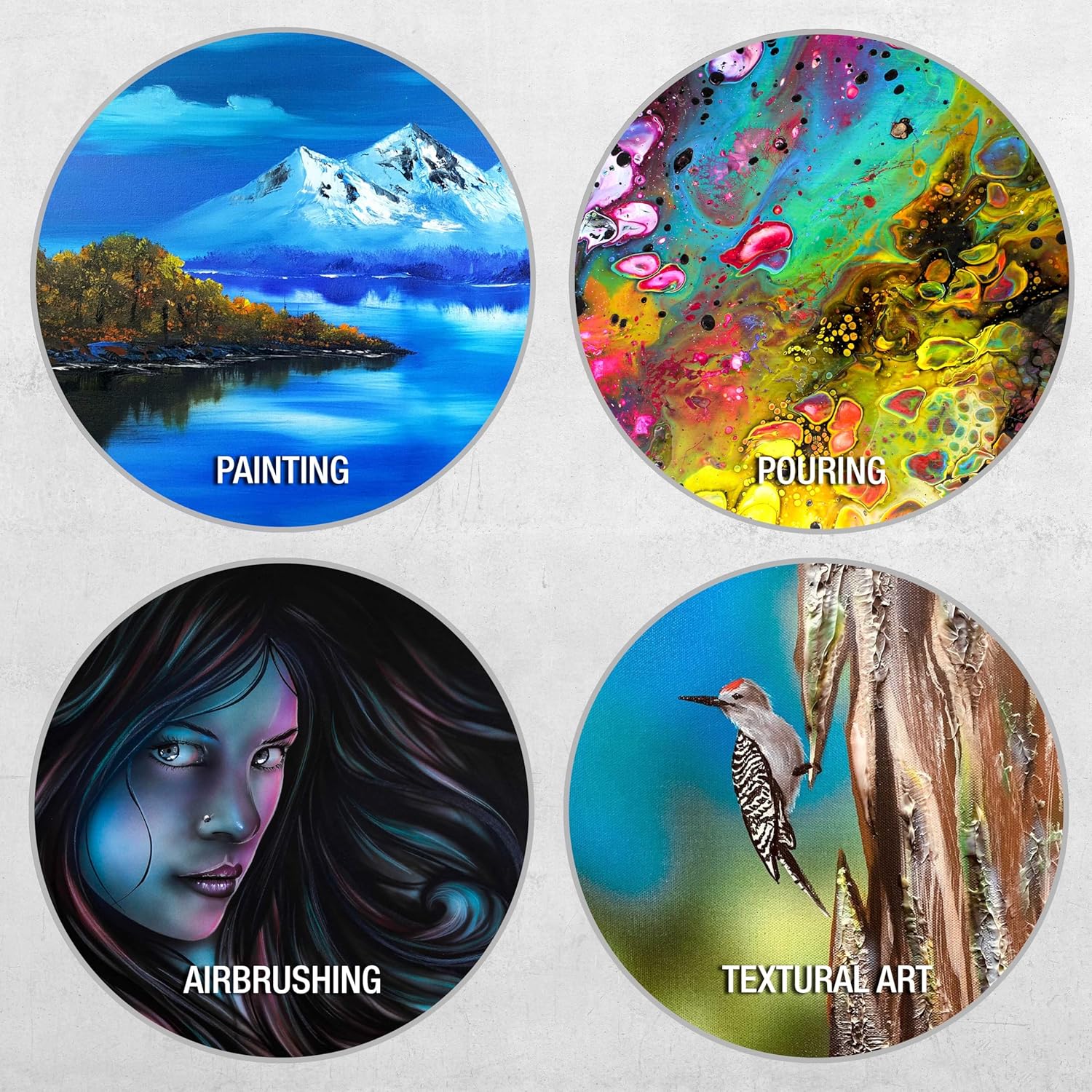 U.S. Art Supply 36 inch Diameter Round Gallery Depth 1-1/2inch Profile Stretched Canvas 2-Pack - Acrylic Gesso Triple Primed 12-Ounce 100% Cotton Acid-Free Back Stapled Pouring Art