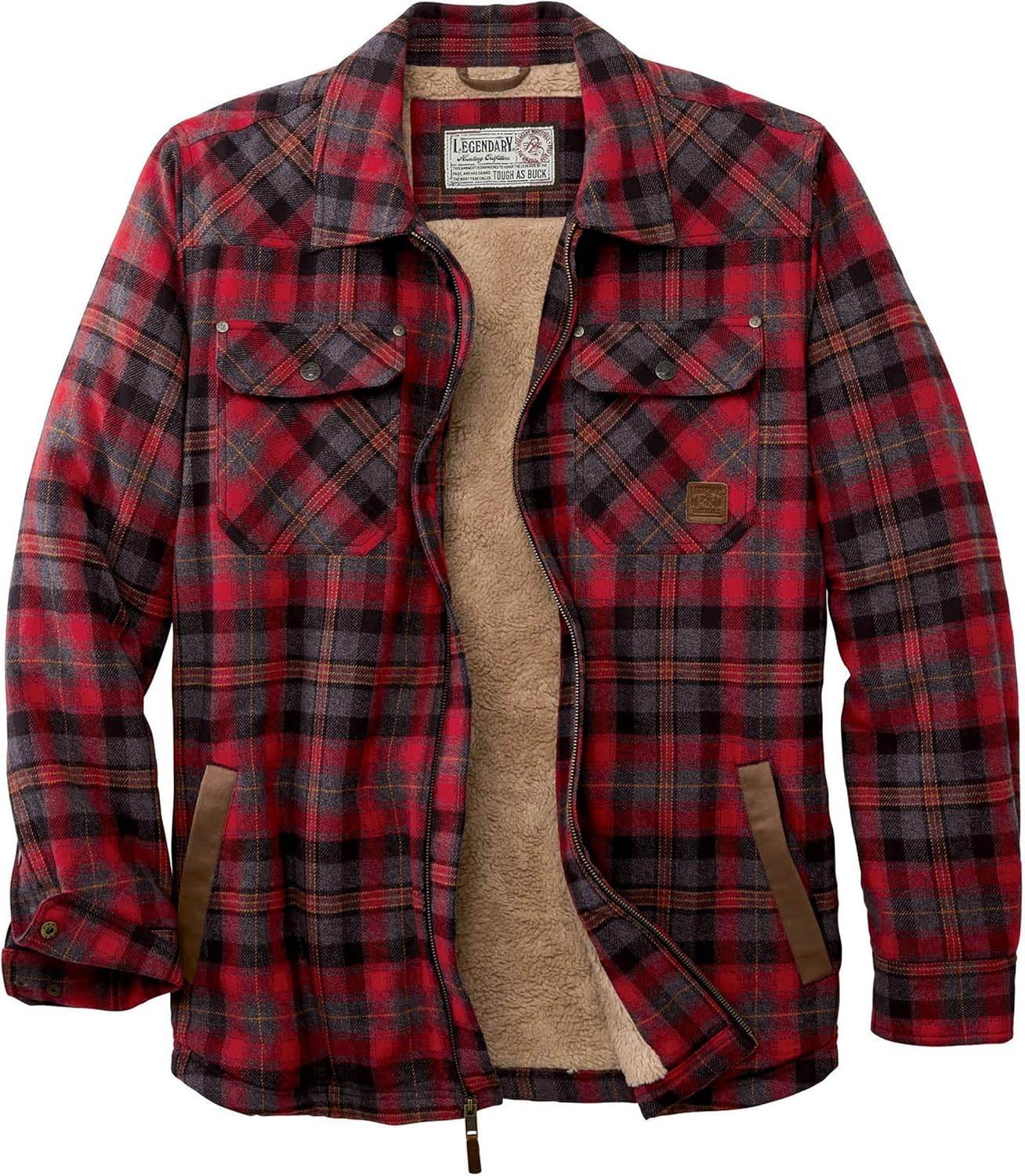 Legendar Whitetail Men Sherp Line Shir Jacke Flanne Shacke Full Insulated Rugge Re Plaid 2XL