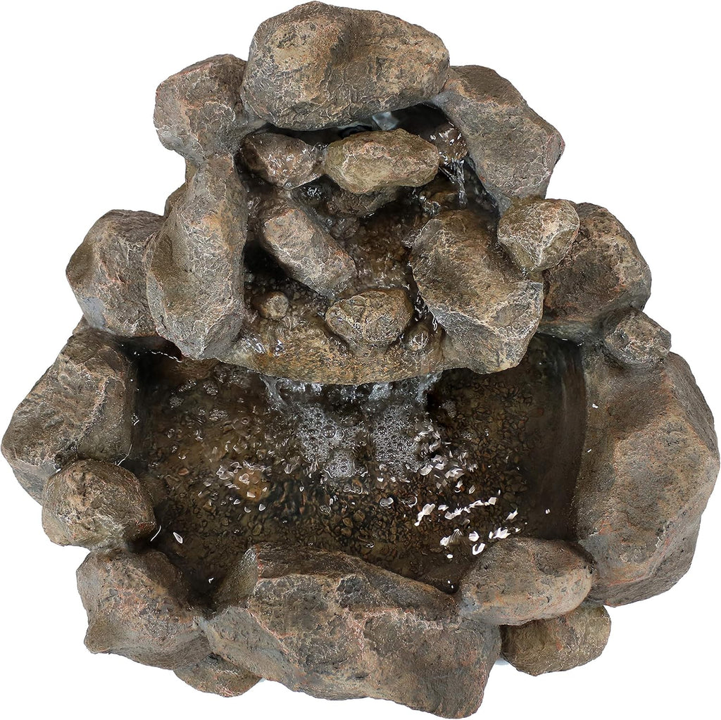 Sunnydaz Rock Ravin Electri Wate Fountai 18-Inc Outdoo Wate Featur wit Submersibl Pum fo Garden Patio Deck