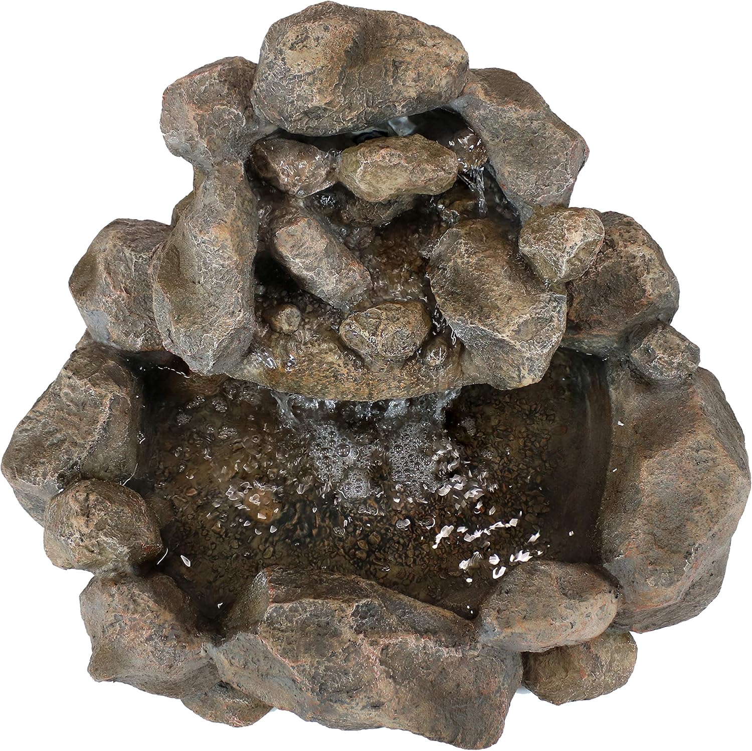 Sunnydaz Rock Ravin Electri Wate Fountai 18-Inc Outdoo Wate Featur wit Submersibl Pum fo Garden Patio Deck