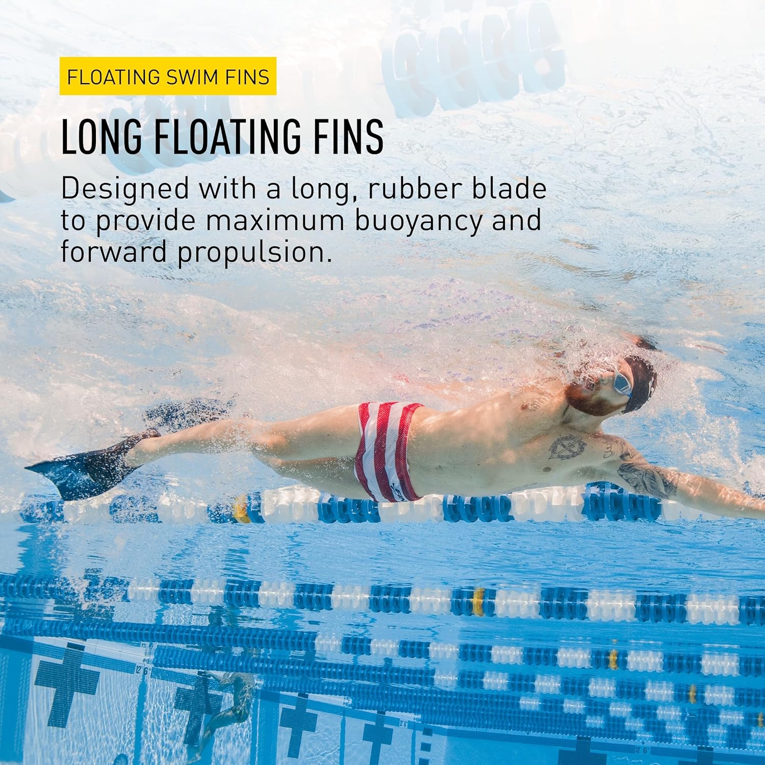 FINIS Long Floating Swim Fins - Training Fins for All Ages - Improves Kick Technique Body Position