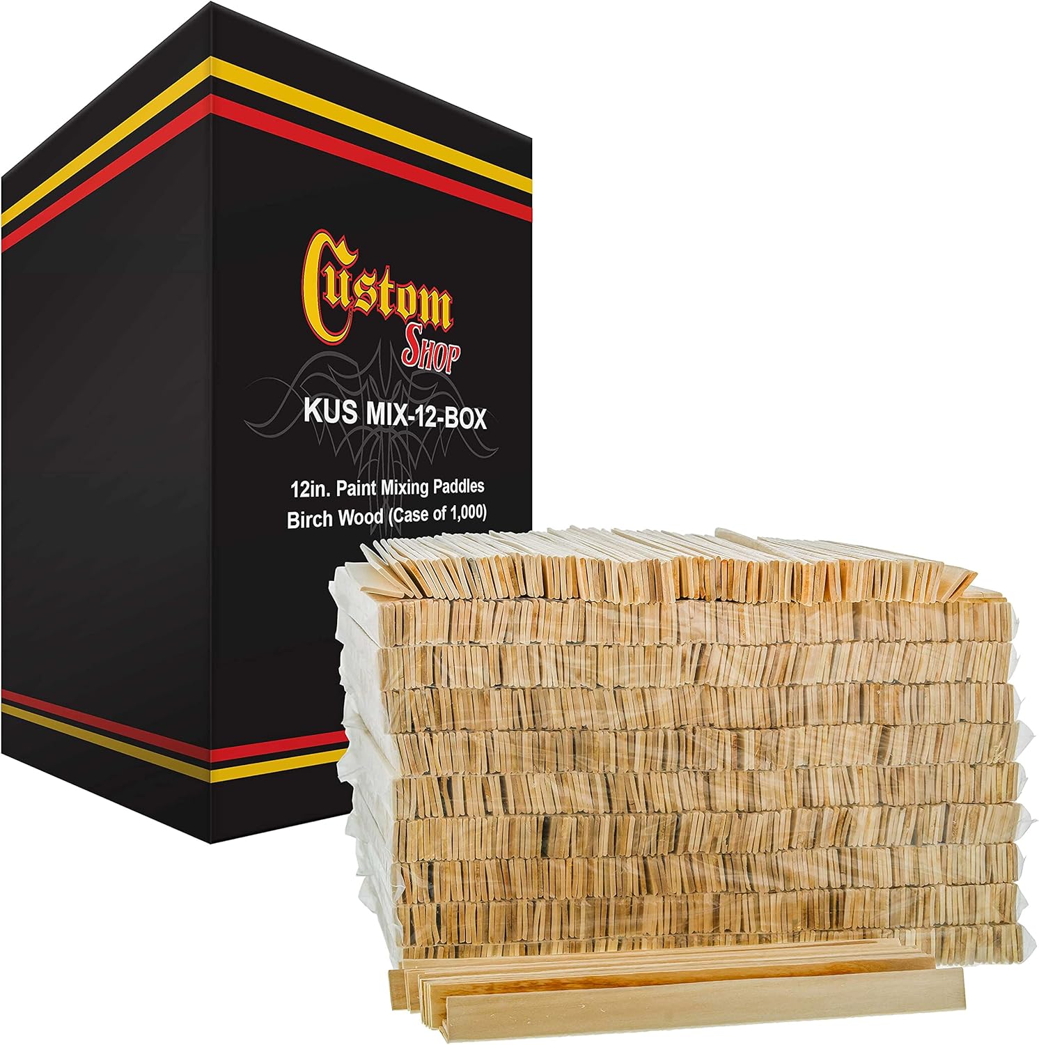 Custom Shop Craft and Paint Stirrers - 12inch Premium Grade Wood - Full Case of 1000