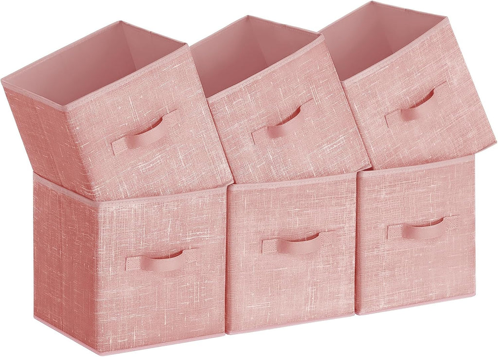 Storage Cubes, 13-Inch Non-Woven Fabric Bins with Double Handles, Set of 6, Closet Organizers for Shelves, Foldable, for Clothes, Jelly Pink UROB033R01