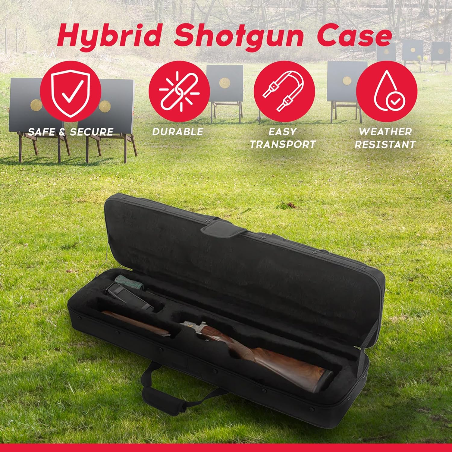 SK Case Rugge Exterio an Rigi Foa Interio Hybri Breakdow Trave Shotgu Cas fo 33.7 Inc Barrel wit Externa Pouches Black