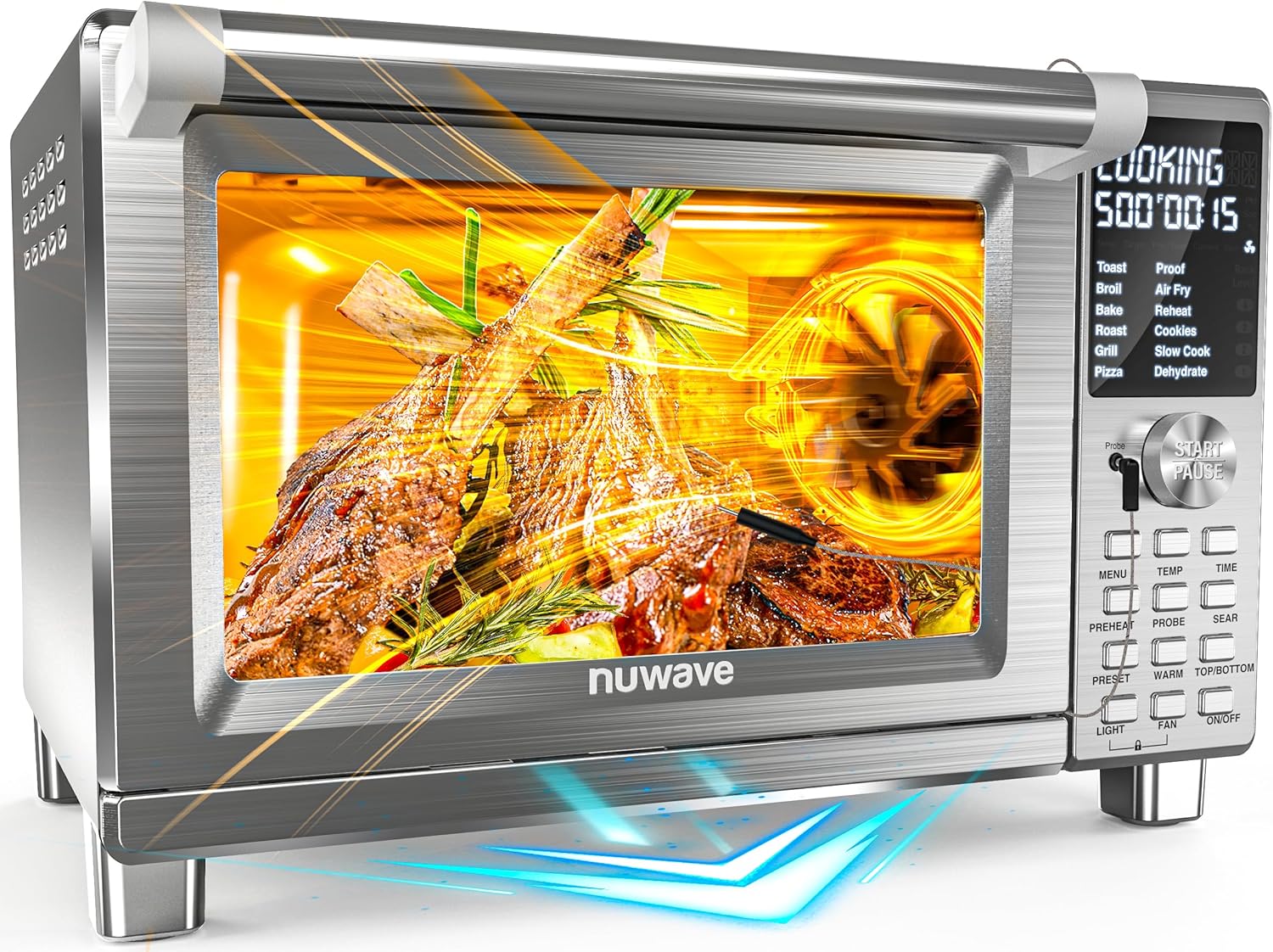 Bravo XL Pro Air Fryer Toaster Oven with Grill Combo, 2025 New Ultra-Fast Convection System, 35% Crispier, 2X More Even, 142 Presets, 50-500F, Smarter Probe, PFAS Free, 30QT, Stainless Steel