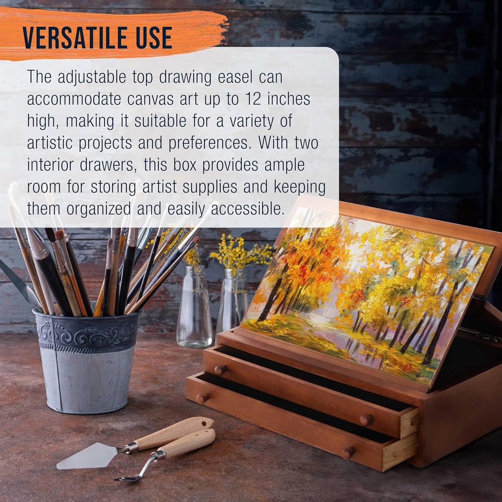 U.S Ar Suppl 2-Drawe Artis Too Suppl Bo wit Lockin Clasp Fold-U Drawin Ease Walnu Colo Ar Bo fo Artis Supplies Brushes Pencils Erasers Too Storag Organize Case