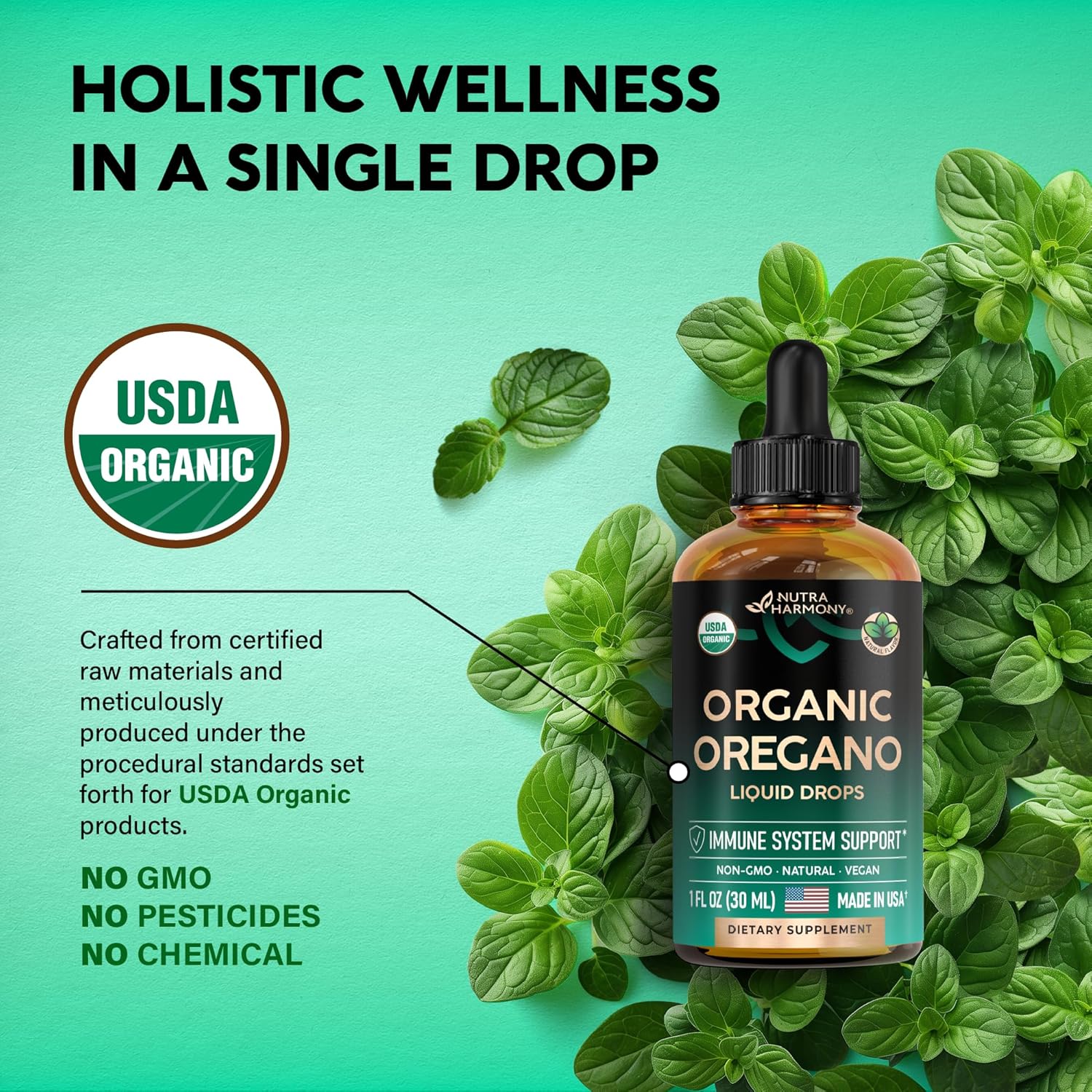 USD Organi Oi o Oregan Liqui Drop wit Vitami  Mad i US Supplemen fo Immun Support Digestio Healt Antioxidan Non-GMO Natural Vega A Pills Capsules Softgel f oz