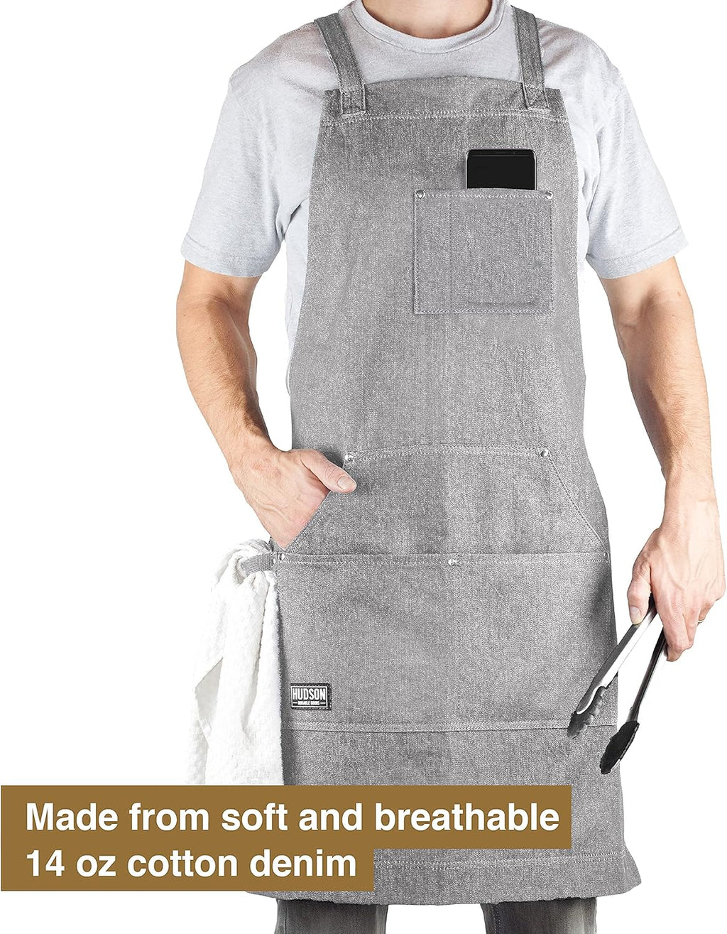 Hudson Durable Goods - Professional Grade Chef Apron for Kitchen, BBQ Grill