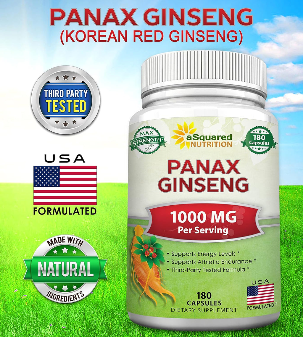 aSquare Nutritio Re Korea Pana Ginsen (1000m Ma Strength 18 Capsule Roo Extrac Complex Asia Powde Supplement Hig Dosag Ginsenoside i Seeds Table Pill fo Wome Men-Se Health