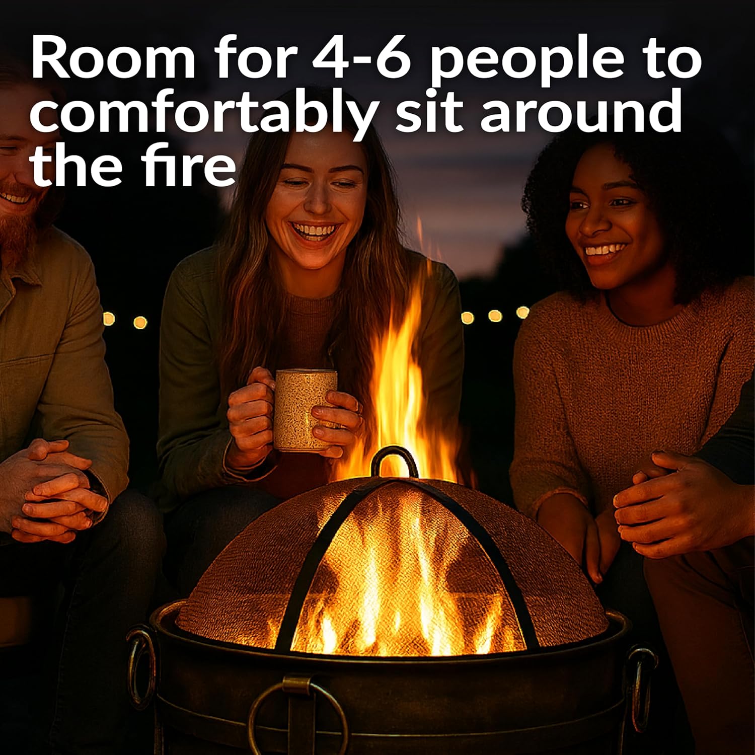 Sunnydaze 24-Inch Small Fire Pit for Outside - Wood-Burning Fire Pit Bowl for Outdoors with Spark Screen, Log Poker, and Grate