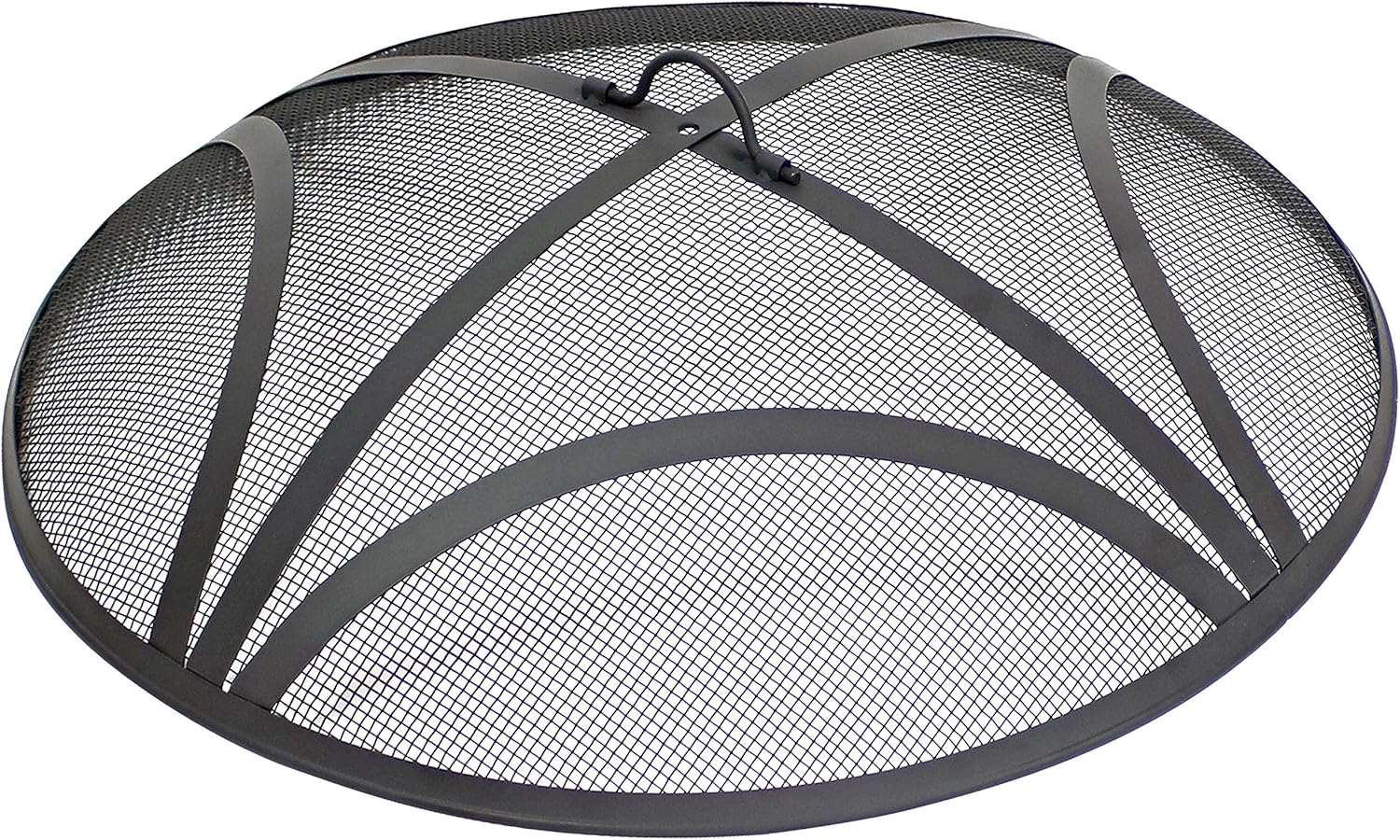 Sunnydaze Black Reinforced Steel Mesh Fire Pit Spark Screen with Ring Handle - 24-Inch Diameter