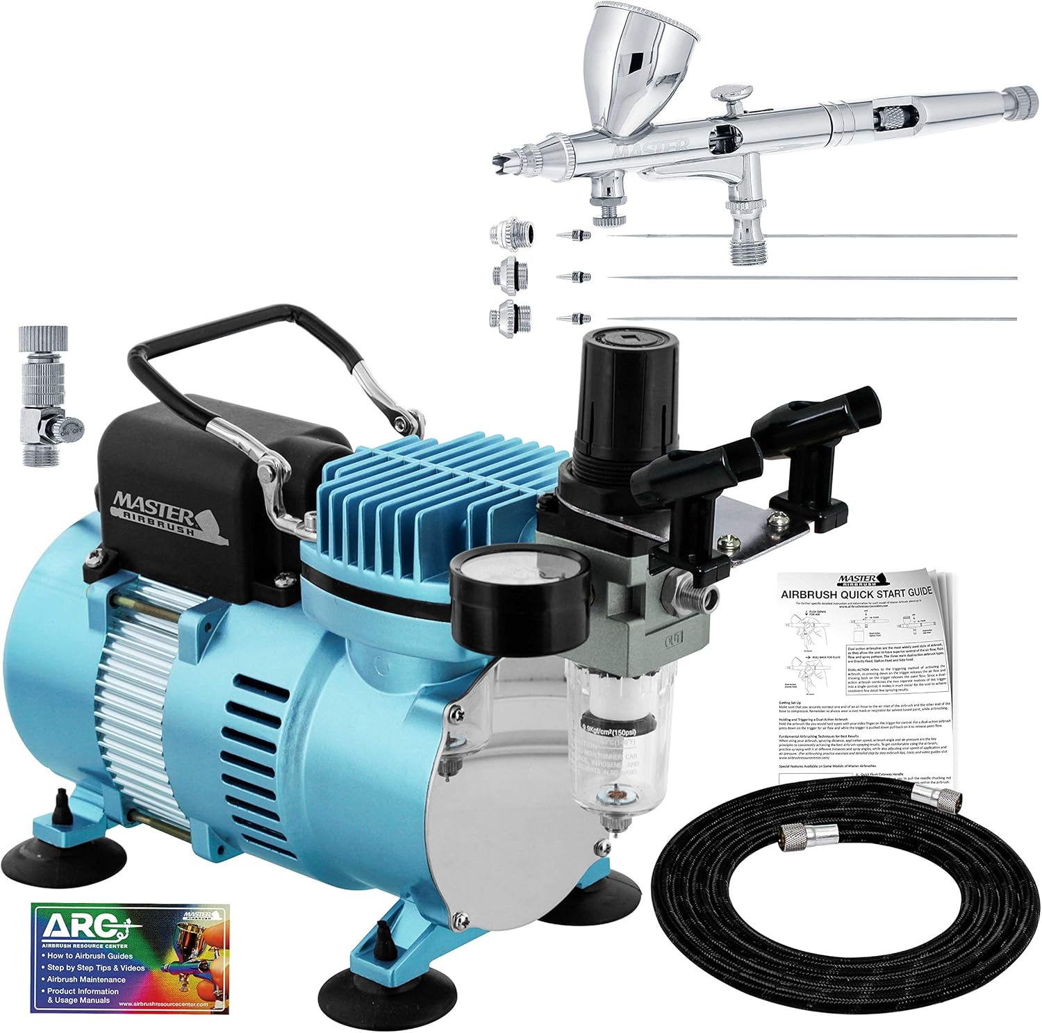 Maste Airbrus Coo Runne I Dua Fa Ai Compresso Syste Ki wit G44 Fin Detai Contro Gravit Fee Dual-Actio Airbrus Pr Se wit 0.2 0.3 0. m Tips How-T Guid Hobby Auto Cake