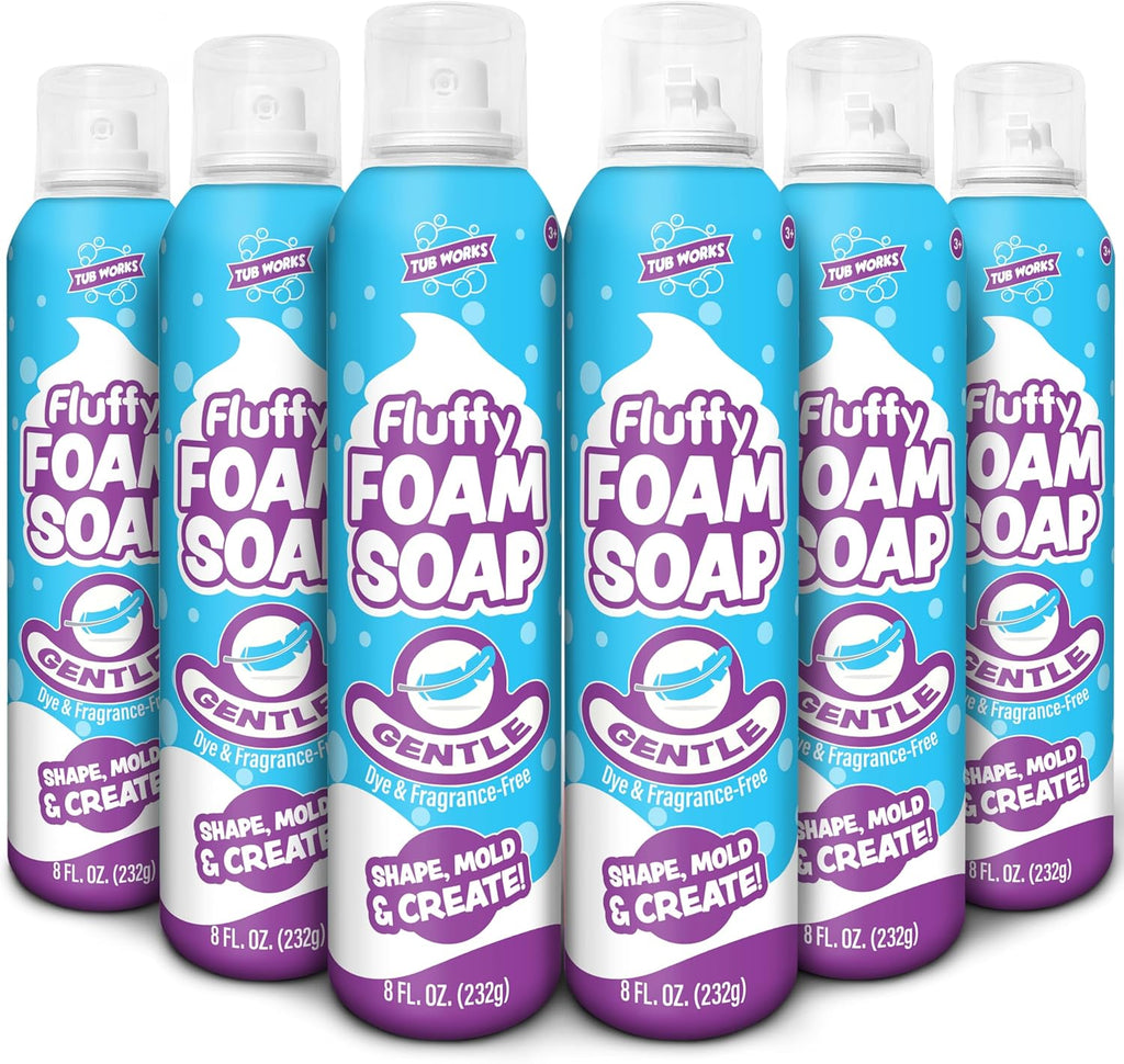 Tu Works Fluff Foa Soap White Pac Shape Mol Creat Bathtu Ar wit Sof Bat Foa fo Kid Fragrance-Fre Dye-Fre Kid Bat Soa Easy-to-Us Spra Nozzles
