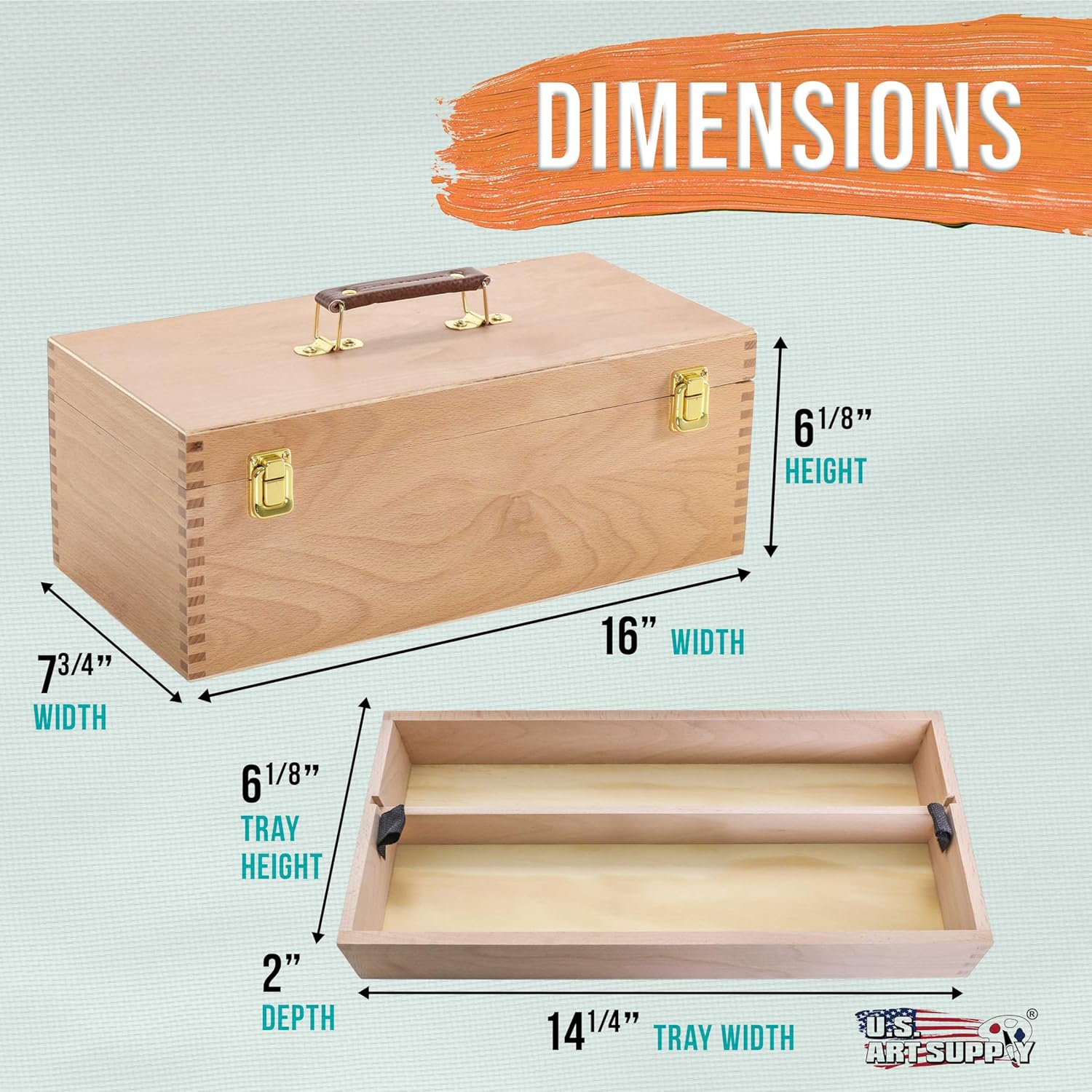 U.S Ar Suppl Multi-Functio Artis Suppl Bo wit Lockin Clasp Removabl Tra Woode Ar Bo fo Artis Supplies Brushes Pencils Erasers Too Storag Organize Case