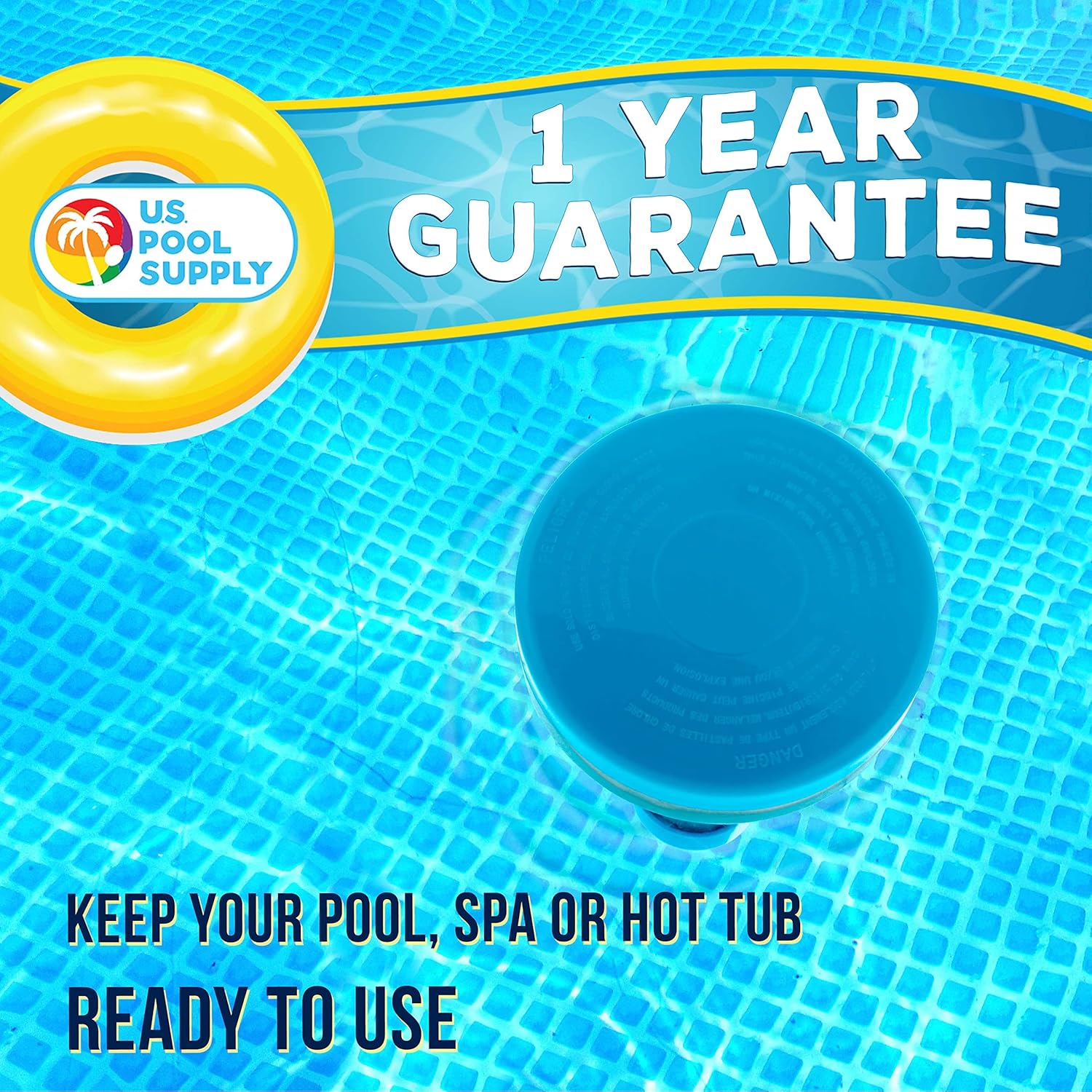 U.S. Pool Supply Floating Spa, Hot Tub Small Pool Chlorine and Bromine Chemical Dispenser - Holds 1inch Tablets, 13 Flow Level Control Setting