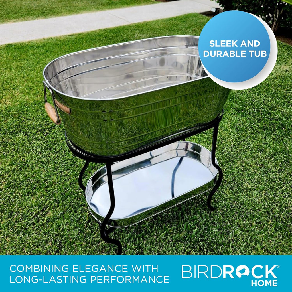 BIRDROC Hom Stainles Stee Beverag Tu wit Stan Botto Tra Ic Bucke Part Drin Holde Woode Handle Outdoo o Indoo Us Fre Standing