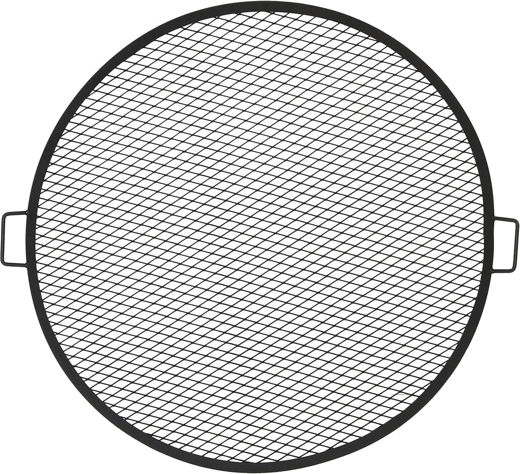Sunnydaze X-Marks Outdoor Fire Pit Grill Grate for Cooking - Round Fire Pit Grate - Steel Campfire BBQ Grill with Handles - 37.5-Inch